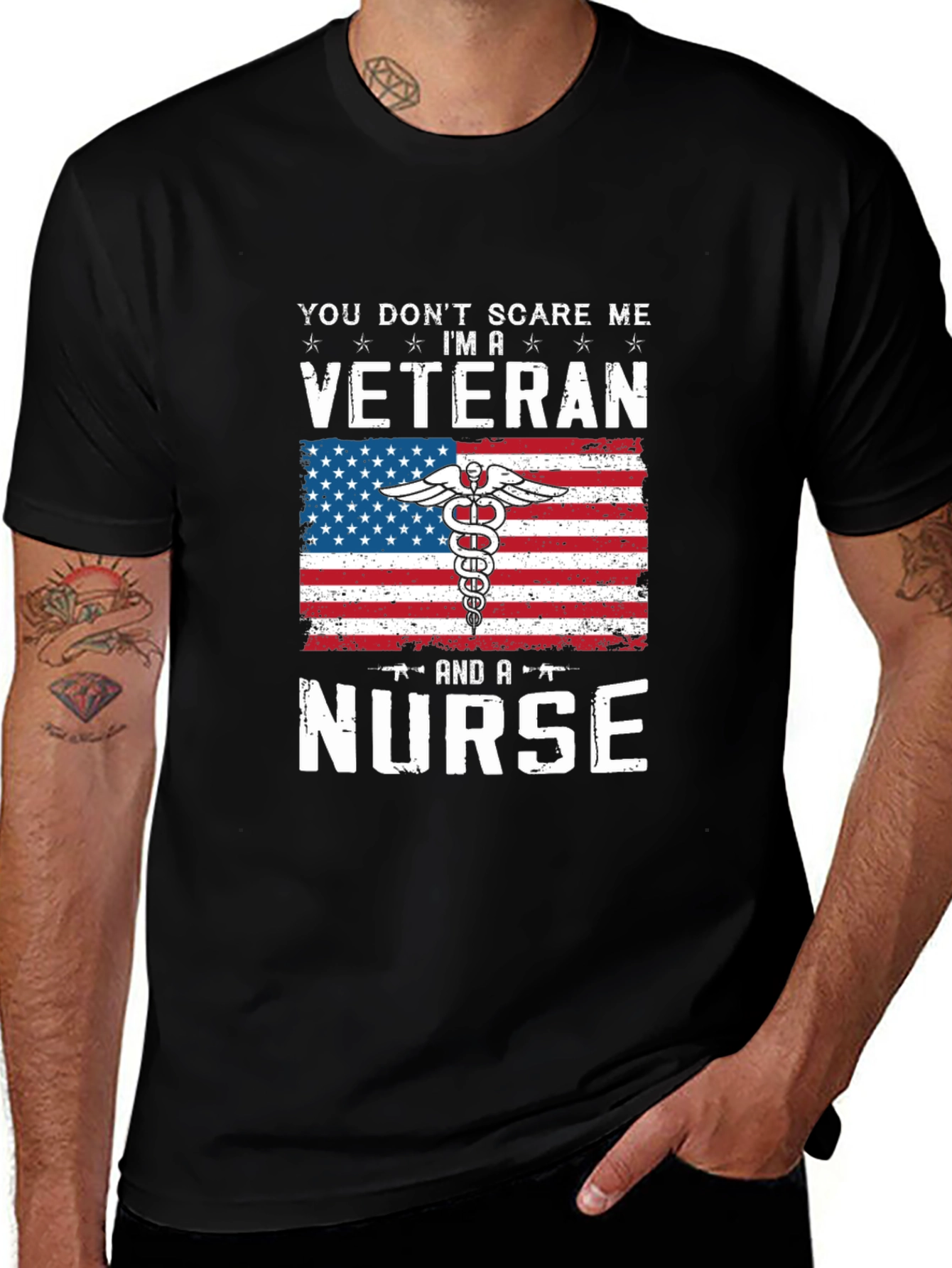 Variant 5 of Veteran Nurse T-Shirt - Patriotic American Flag Design