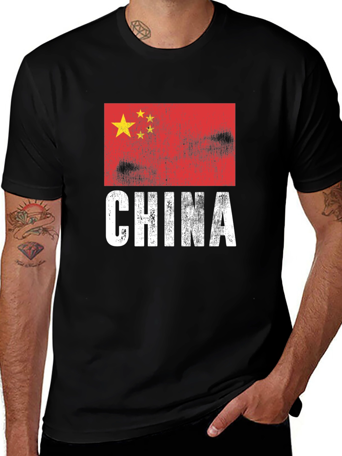 Variant 22 of China Flag Graphic T-Shirt - Distressed Print