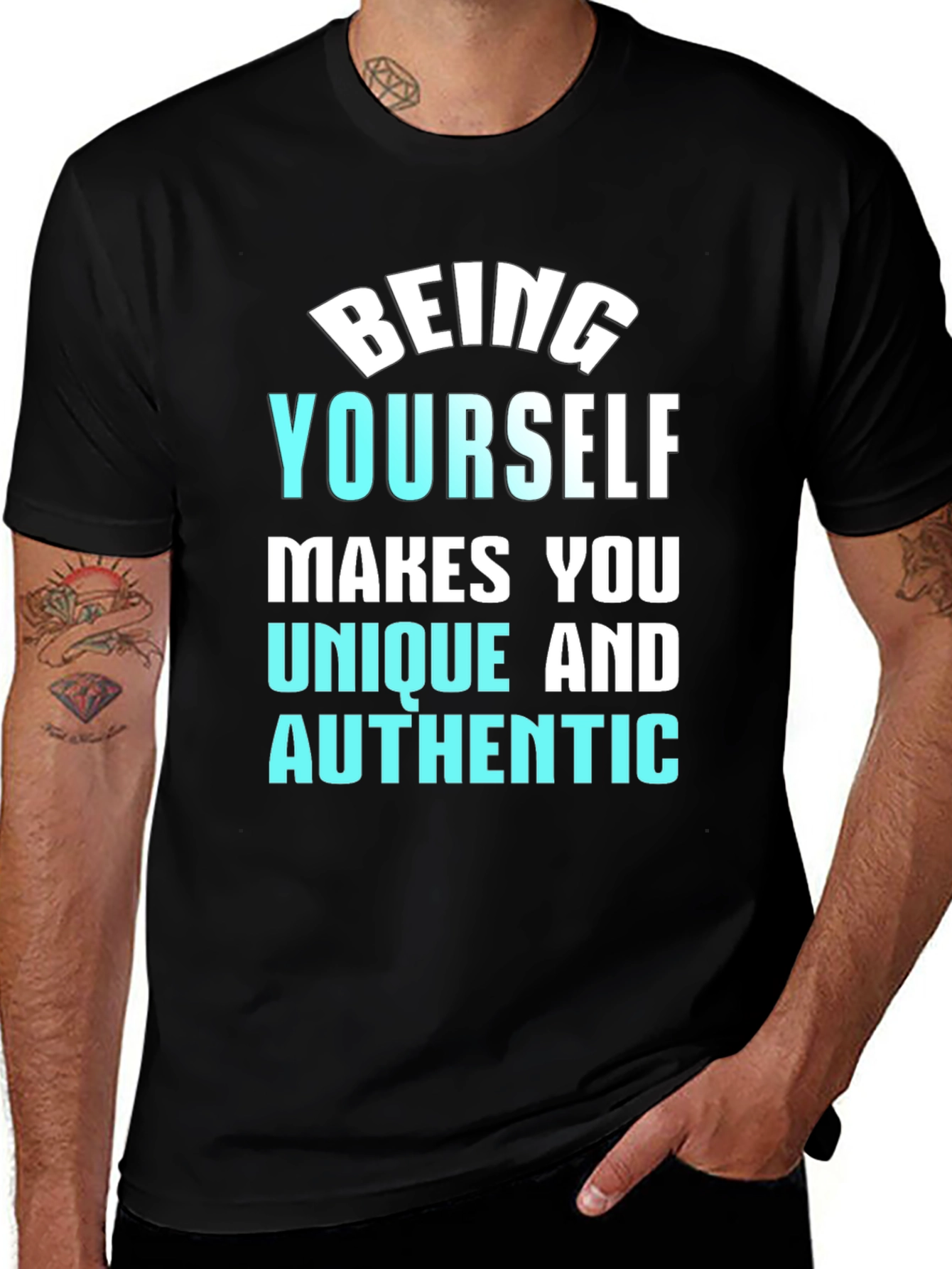 Variant 19 of Be Yourself Black Graphic Tee