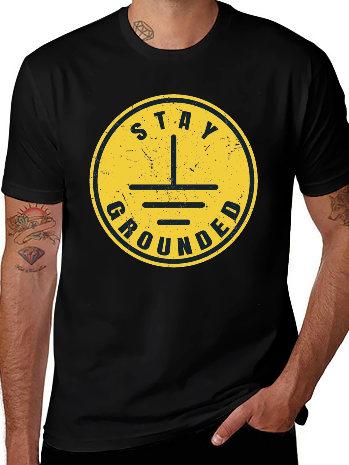 Stay Grounded T-Shirt - Black Graphic Tee