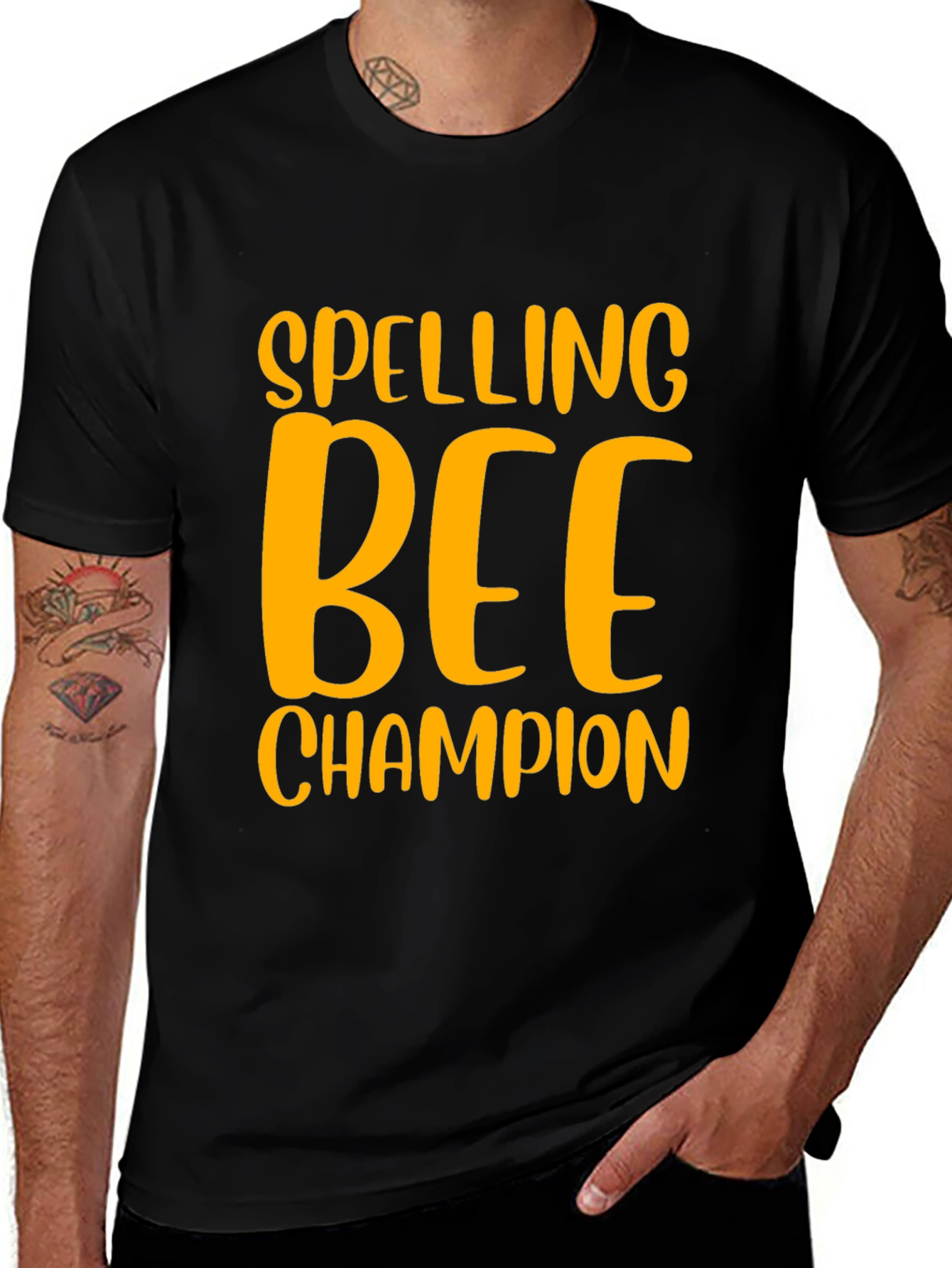 Variant 27 of Spelling Bee Champion T-Shirt - Black Cotton Tee