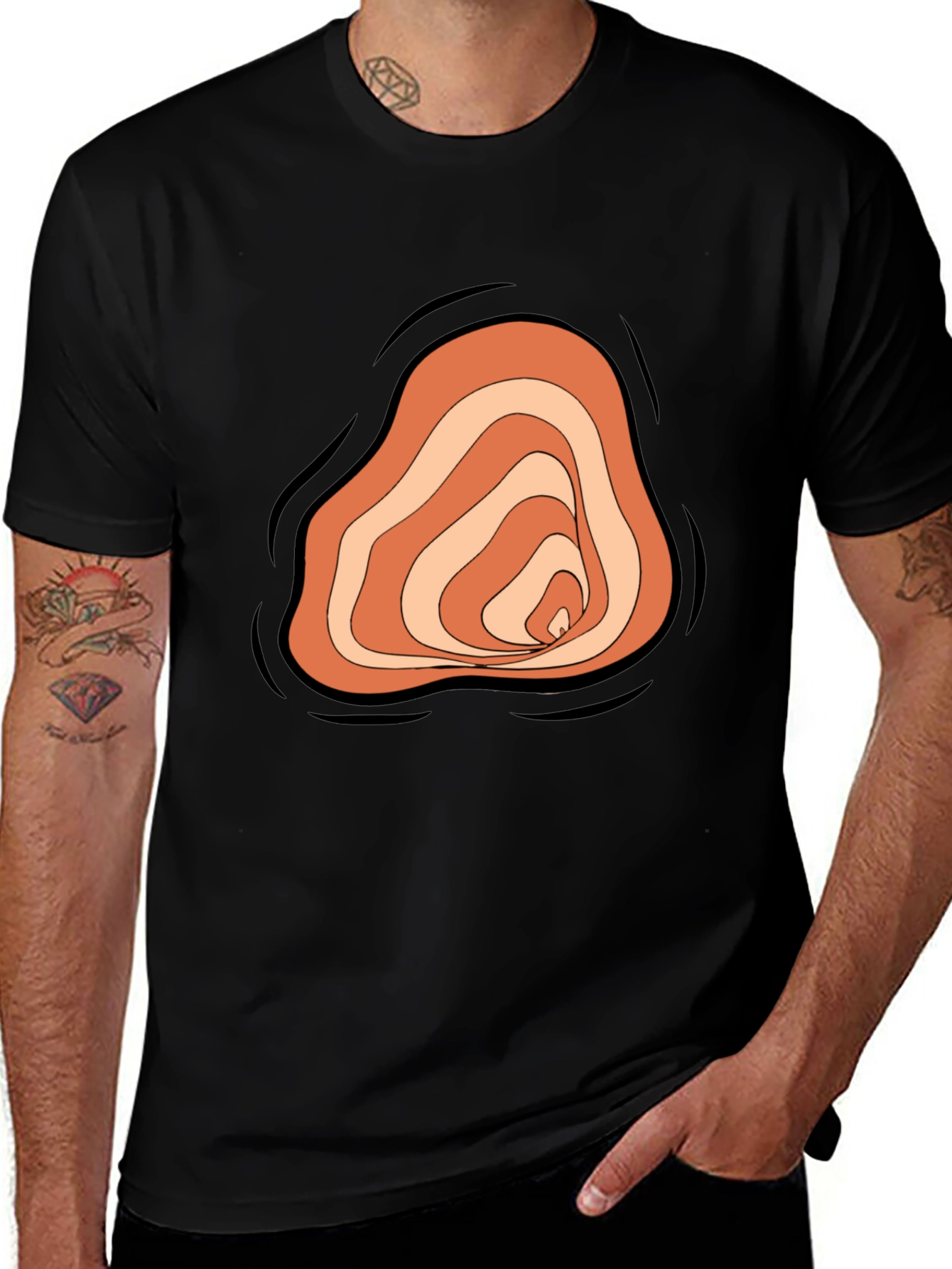 Variant 2 of Abstract Swirl Graphic Tee - Men's Black Casual Shirt