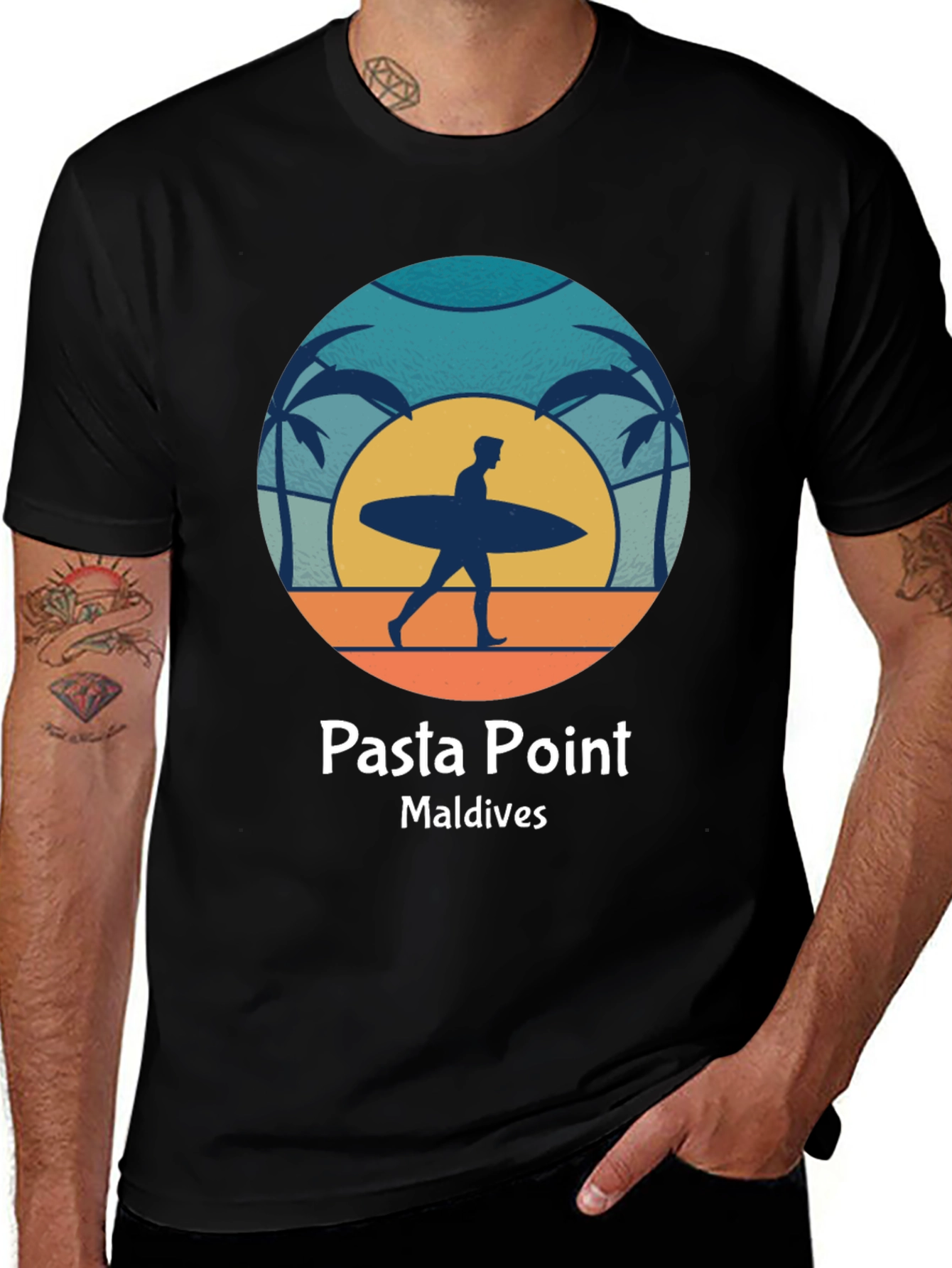 Variant 21 of Pasta Point Maldives Surfer T-Shirt