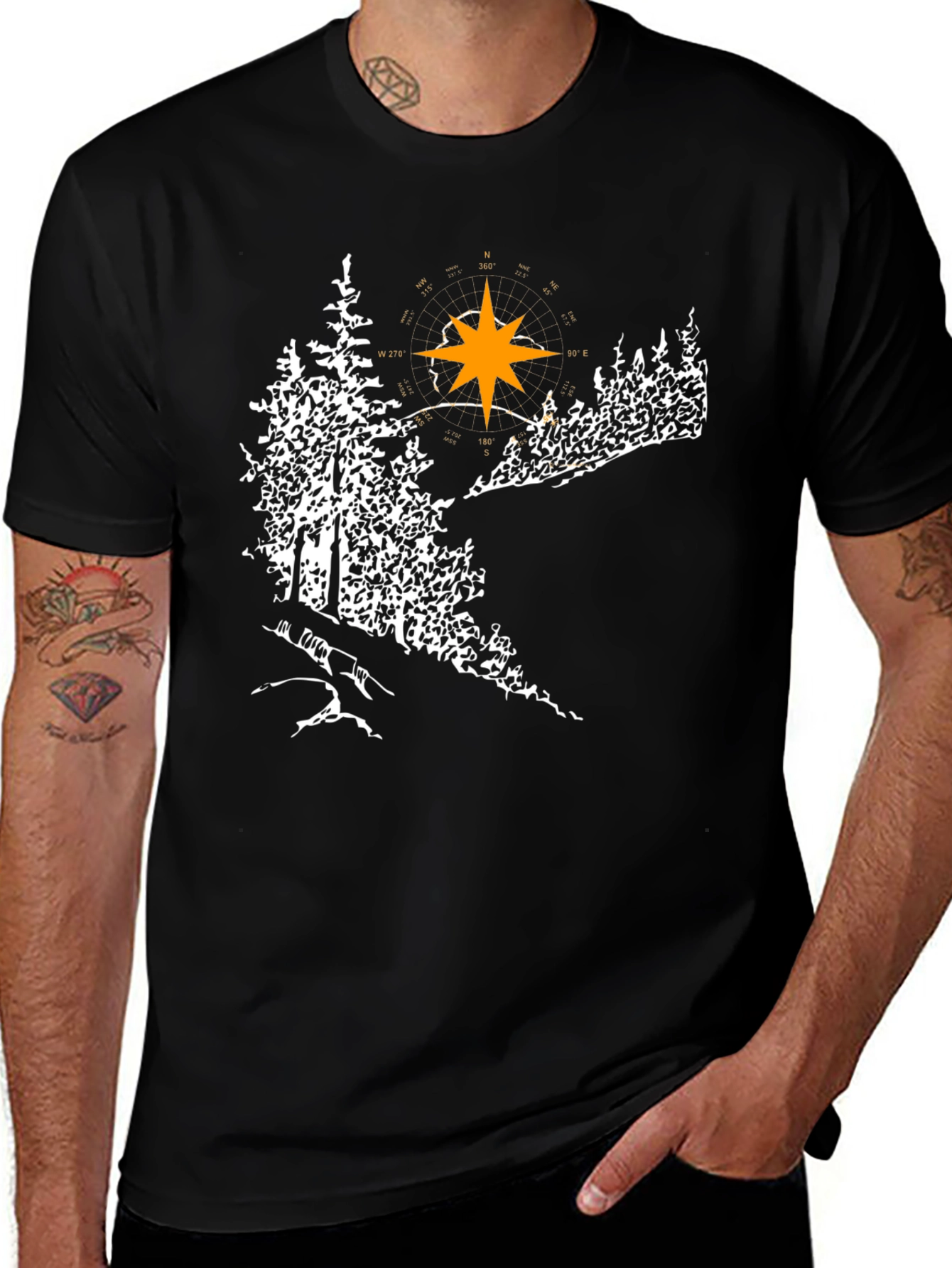 Variant 15 of Nature Compass Black T-Shirt