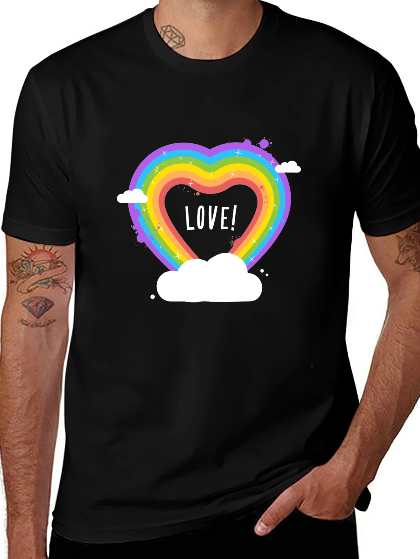 Variant 4 of Love Wins Rainbow Heart Graphic Tee - Black