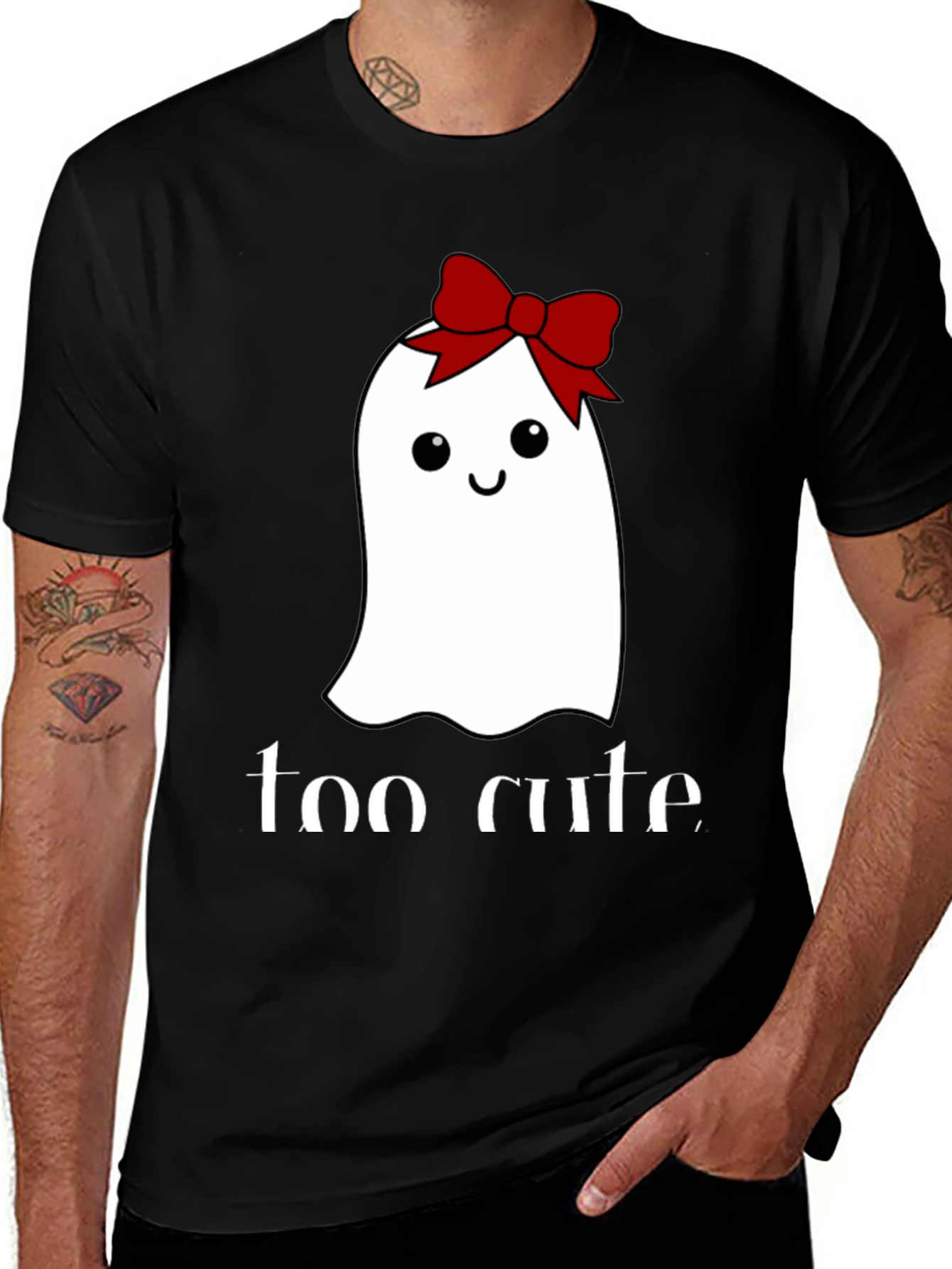 Variant 5 of Cute Ghost with Bow T-Shirt - Halloween Tee