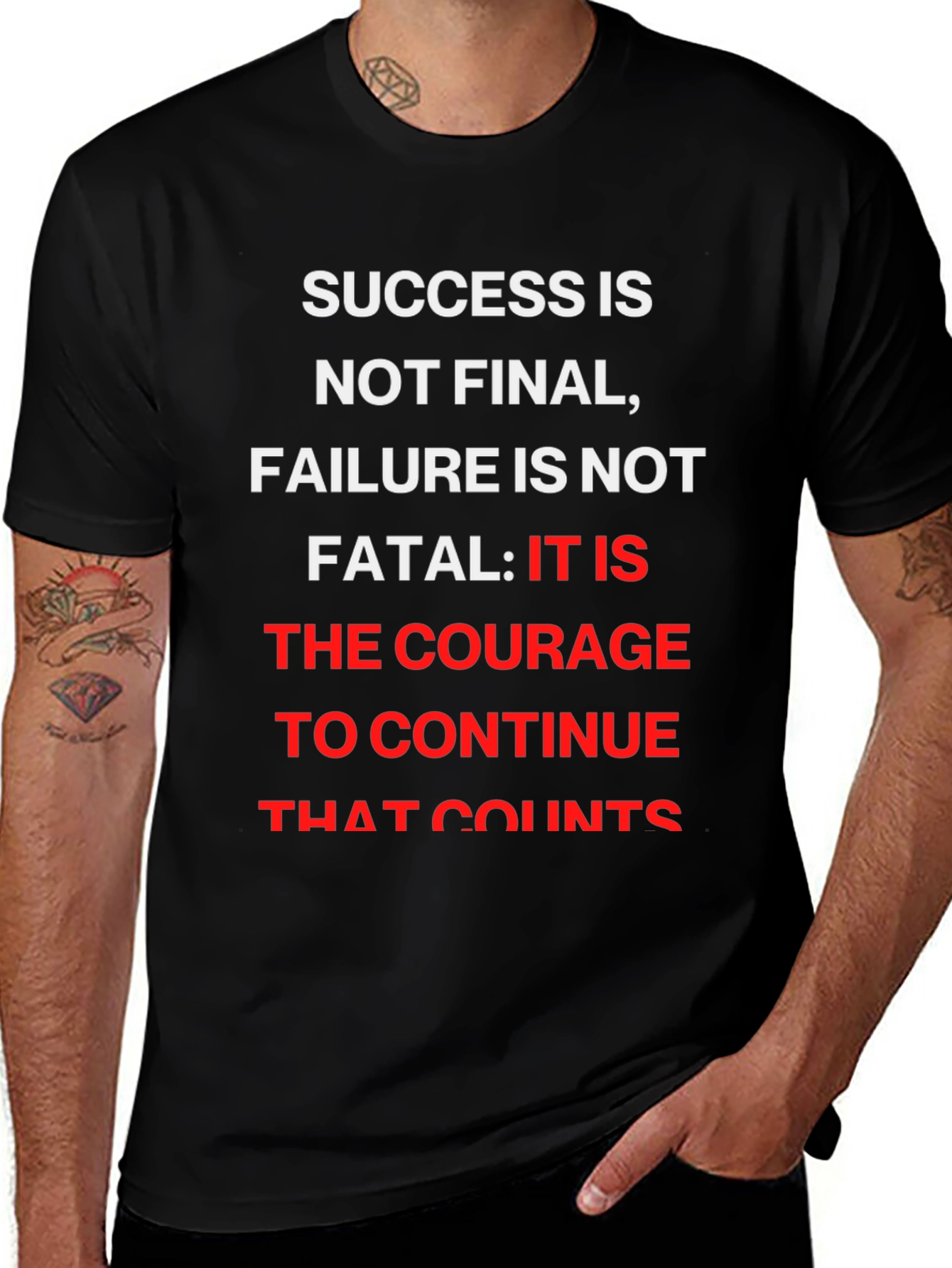 Black Motivational Graphic T-Shirt - Success Quote main image