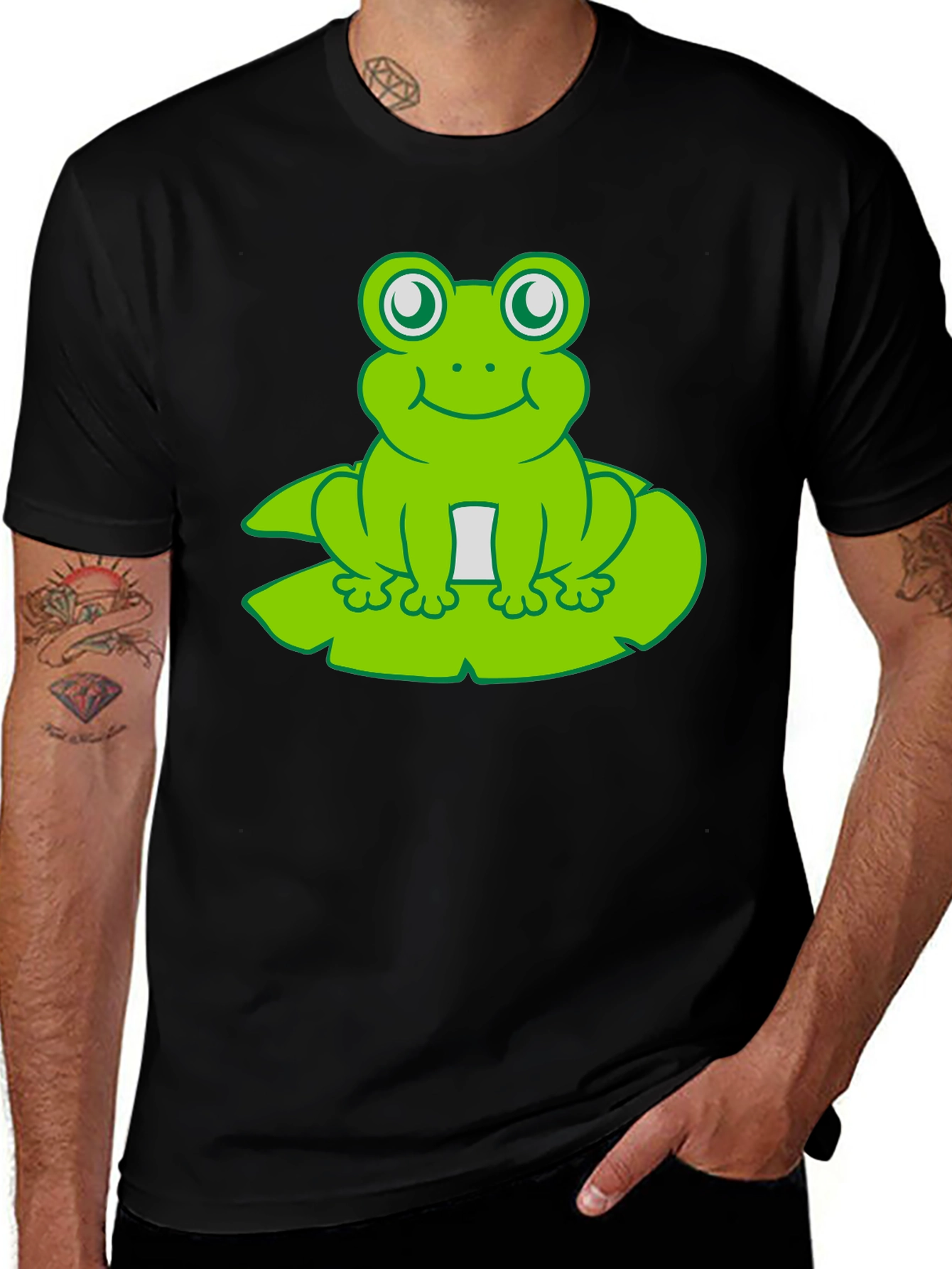 Variant 10 of Frog On Lily Pad T-Shirt - Cute Cartoon Tee
