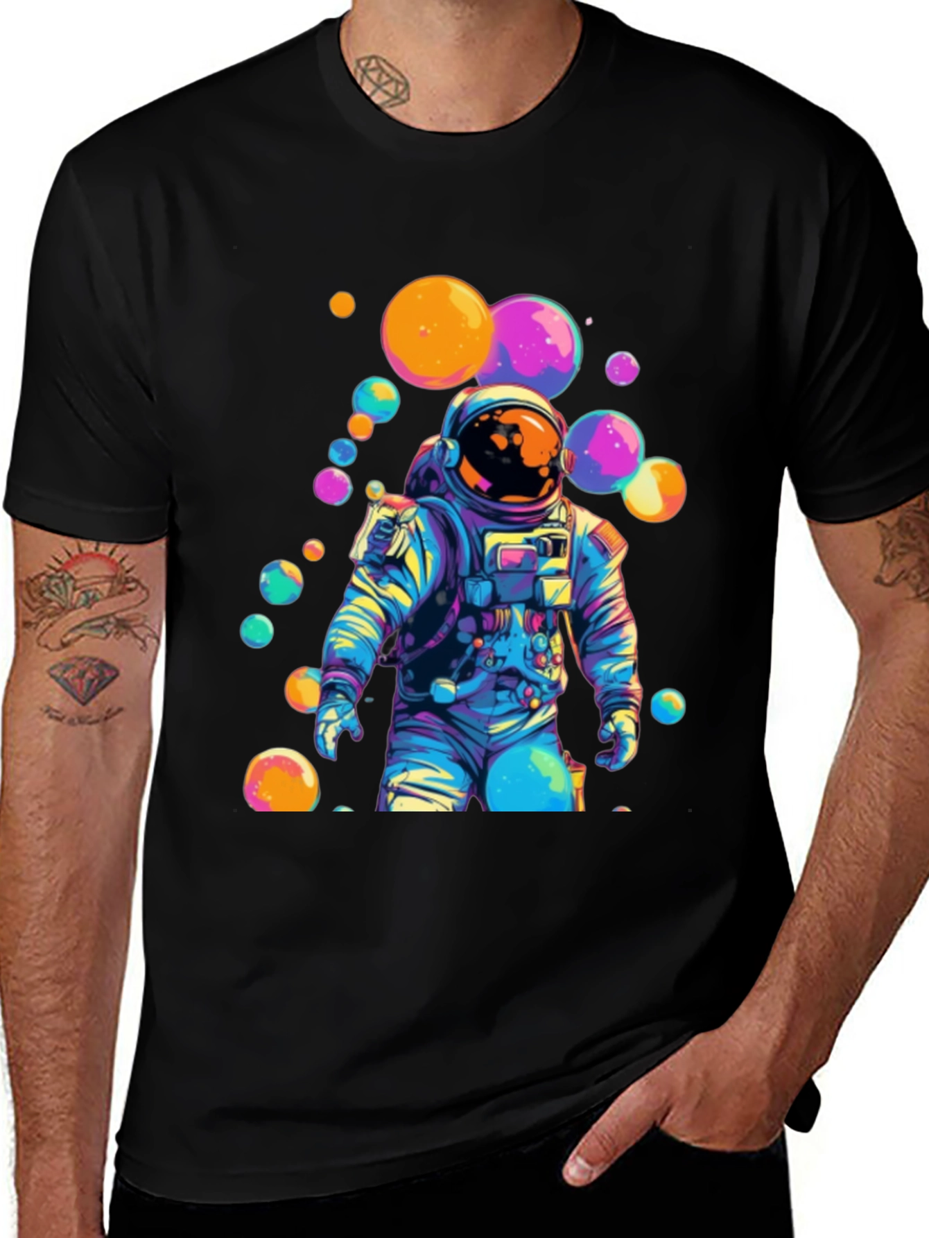 Variant 6 of Astronaut Bubble Graphic Tee - Trendy Space Style