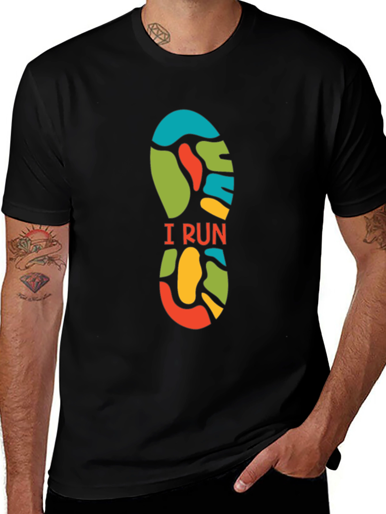 Variant 7 of I Run Footprint Graphic Tee - Black
