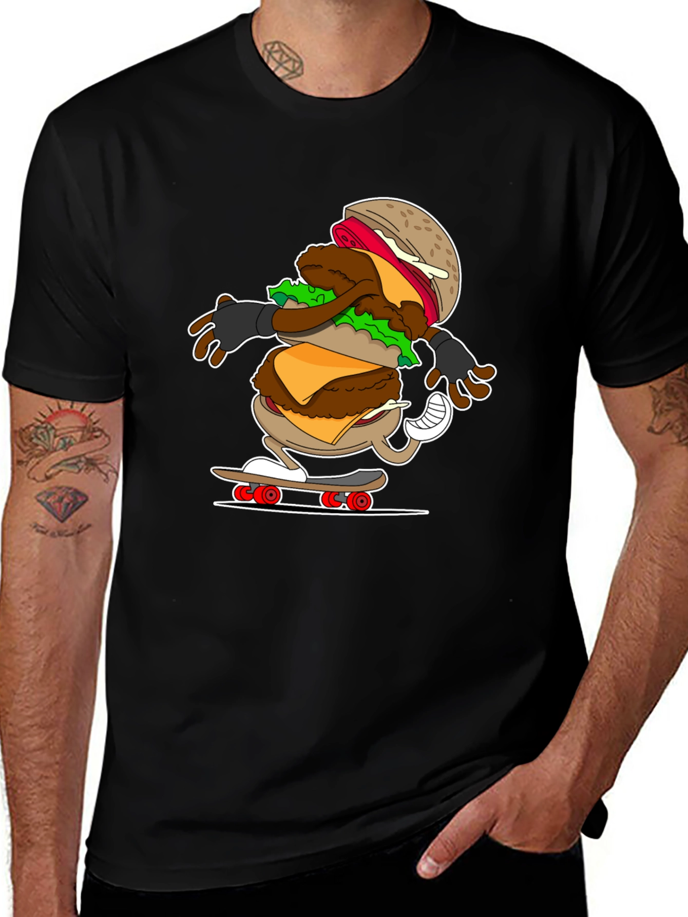 Variant 15 of Burger Skateboarder T-Shirt: Cool & Casual