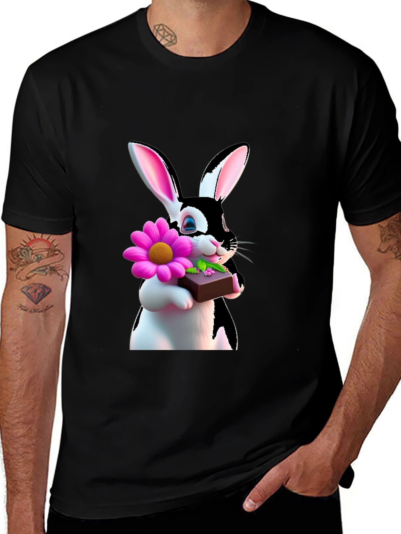Variant 2 of Bunny with Flower and Chocolate T-Shirt