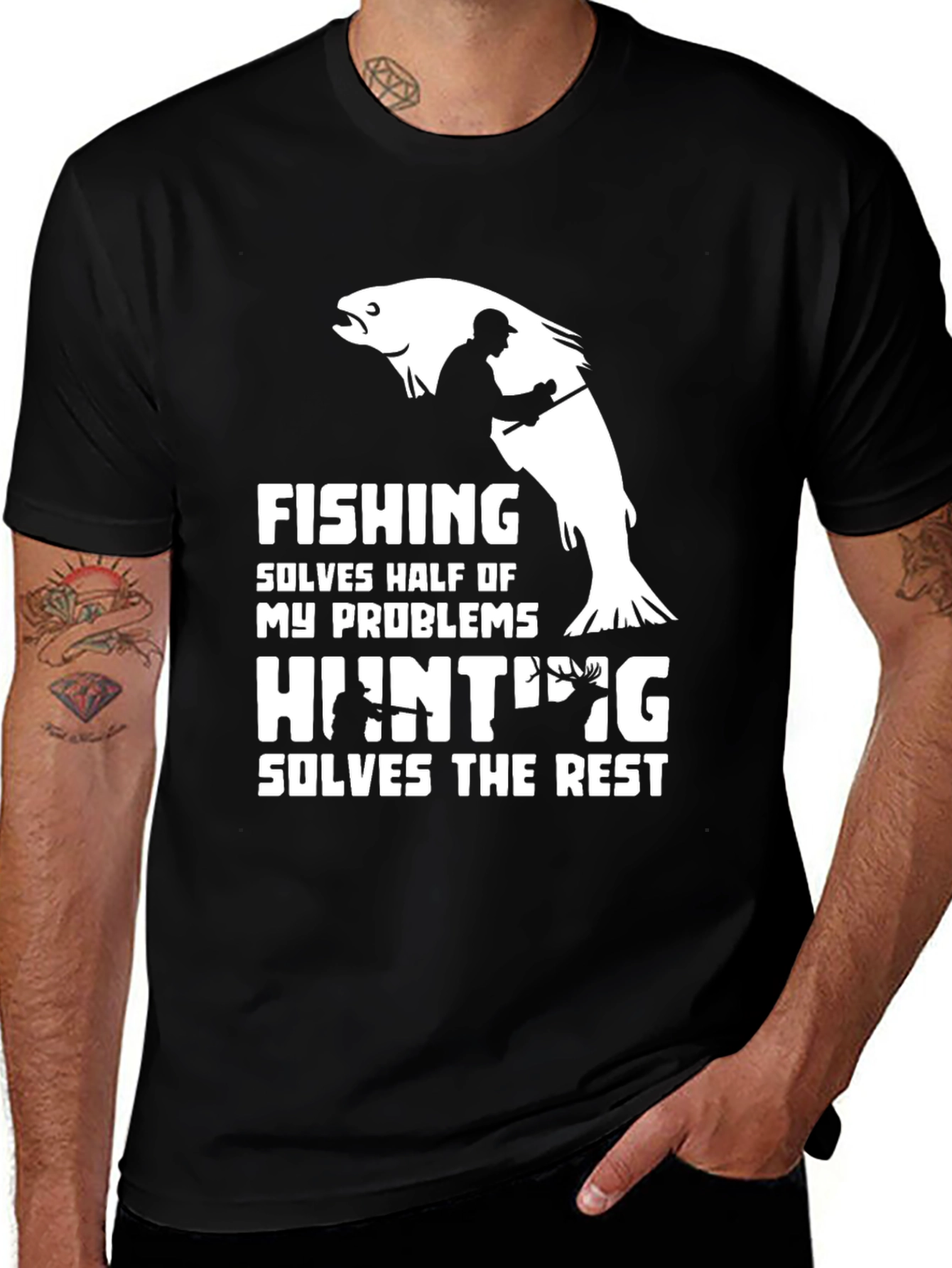 Variant 6 of Fishing & Hunting T-Shirt - Humor Tee