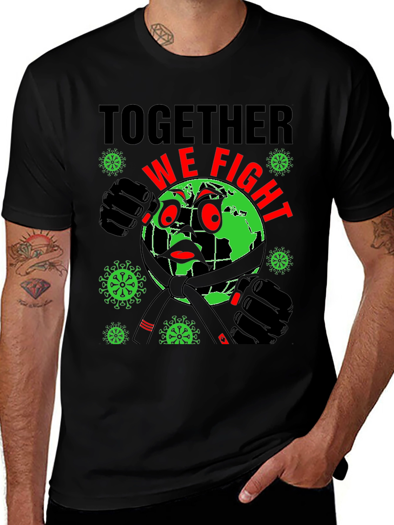 Variant 30 of Together We Fight T-Shirt: Earth vs Virus