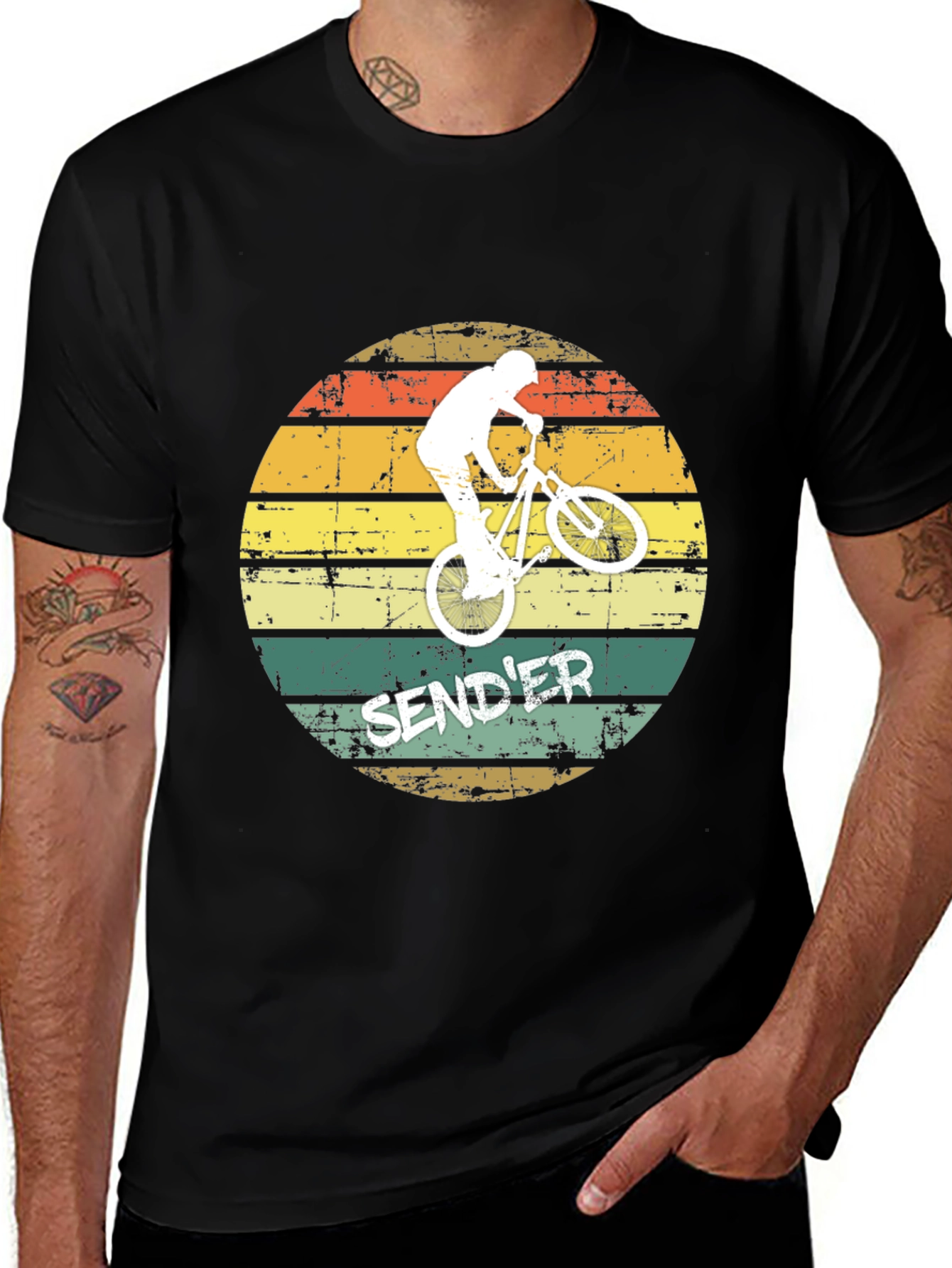 Variant 24 of Retro Sender Mountain Biking T-Shirt
