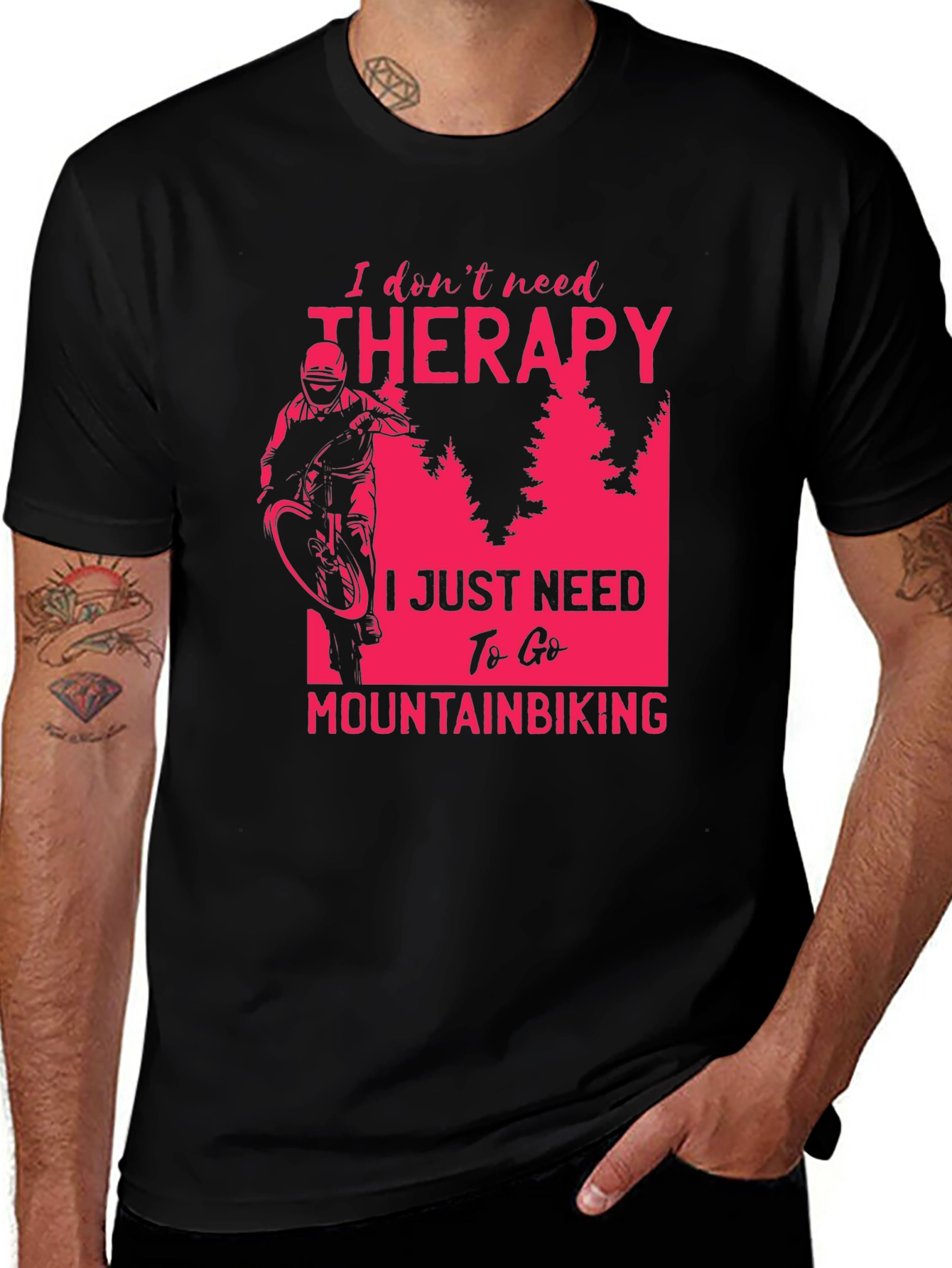 Variant 18 of Mountain Biking Therapy T-Shirt - Ride More!