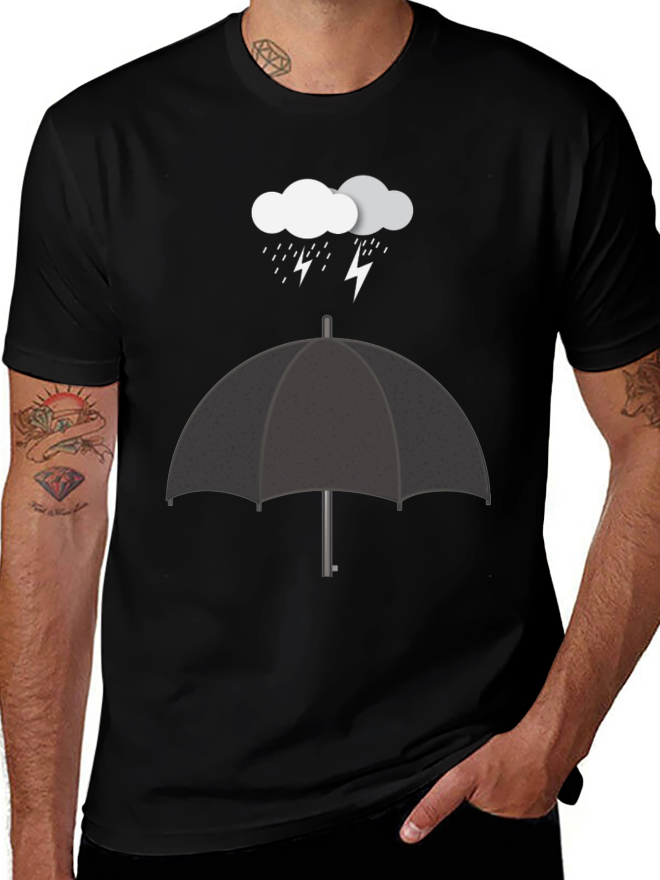 Variant 23 of Rainy Day Umbrella Graphic Tee - Black