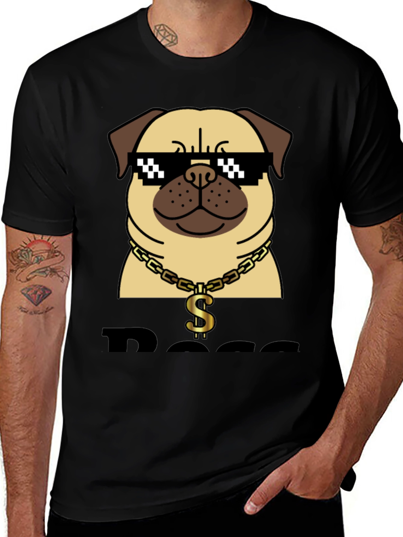 Variant 17 of Pug Boss T-Shirt - Funny Dog Graphic Tee