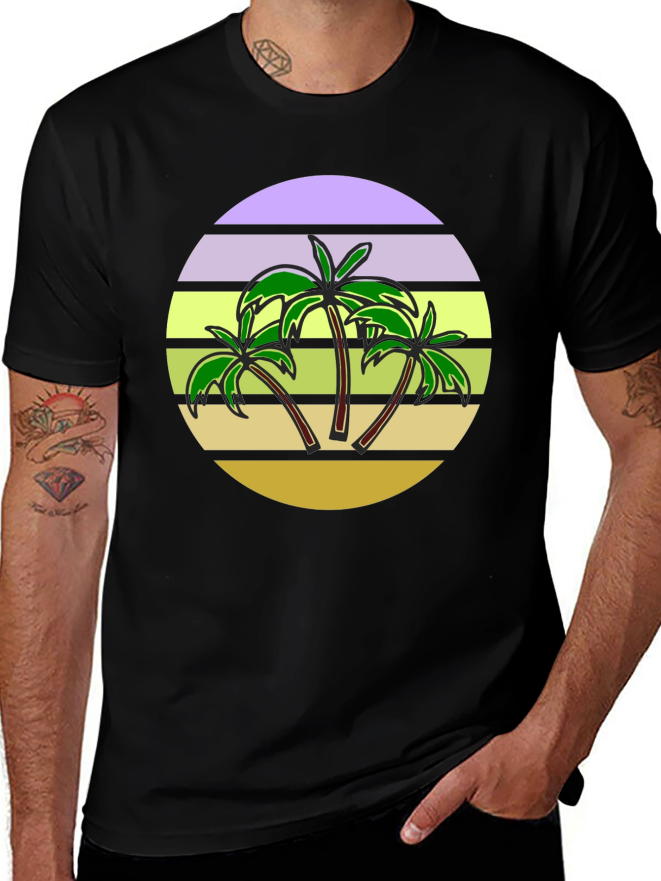 Variant 13 of Tropical Palm Tree Sunset Graphic Tee