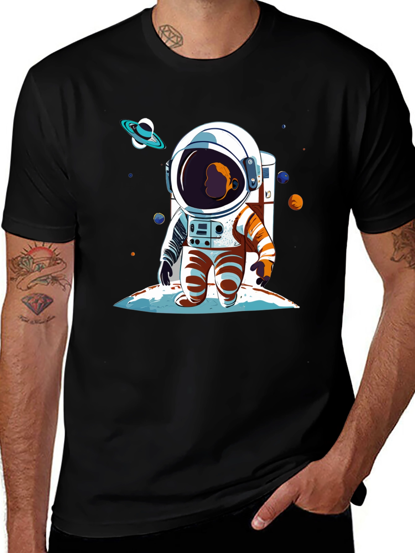 Variant 7 of Astronaut Cartoon Graphic Tee - Space Adventure T-Shirt