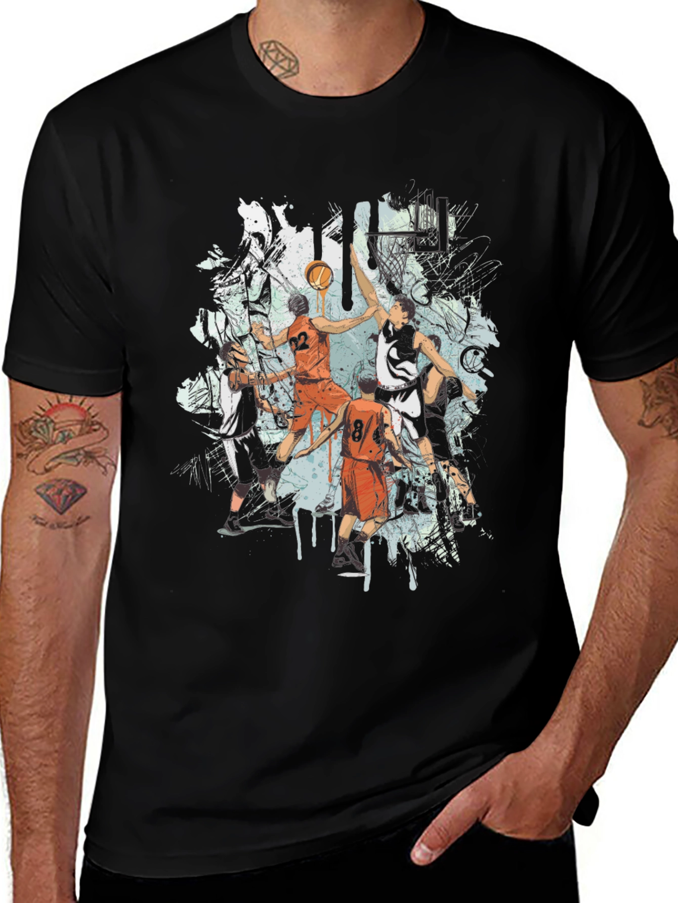 Variant 10 of Basketball Graphic Print Black T-Shirt