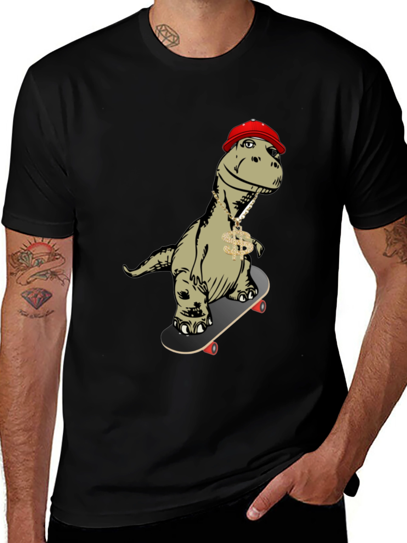 Variant 8 of Dino Skater Tee - Cool Graphic T-Shirt