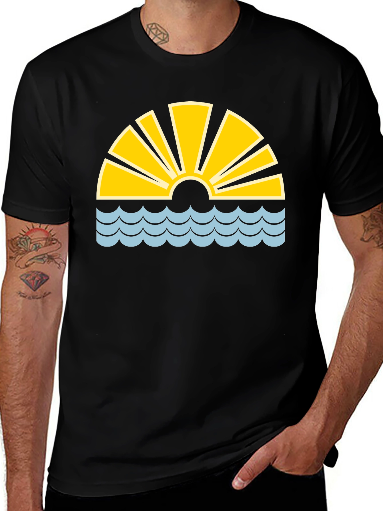 Variant 27 of Sunrise Wave Graphic T-Shirt - Black