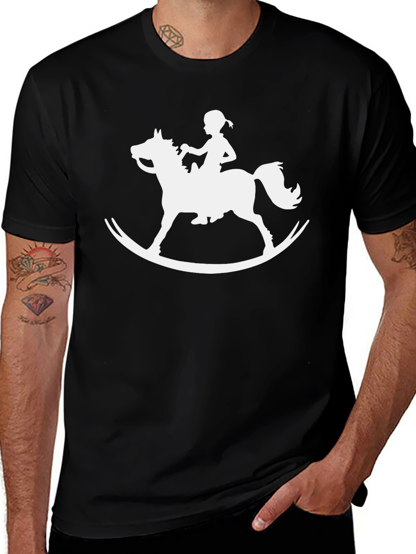 Variant 16 of Rocking Horse Graphic Tee - Classic Black T-Shirt