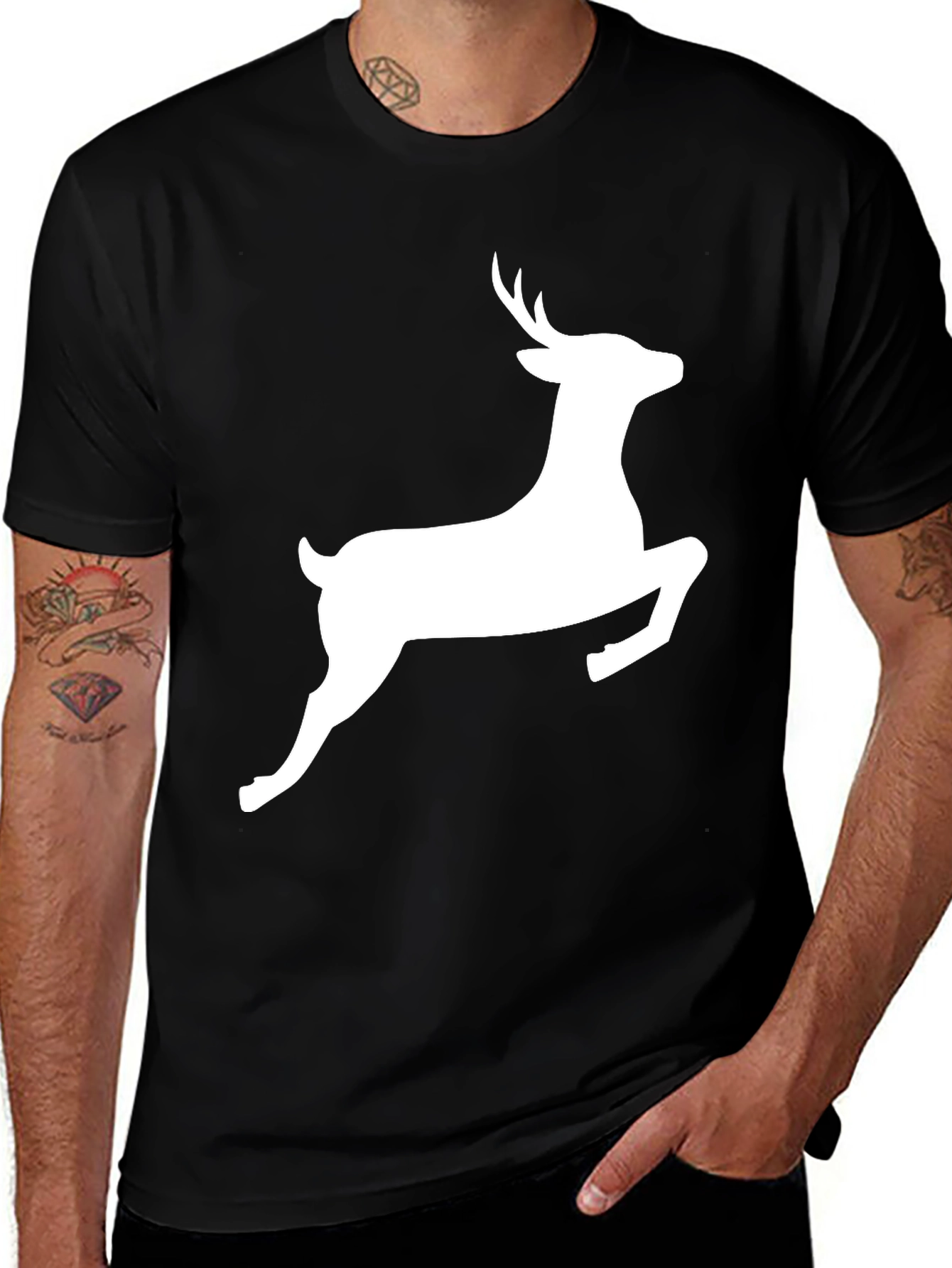 Variant 30 of Reindeer Graphic Tee - Black Casual Shirt
