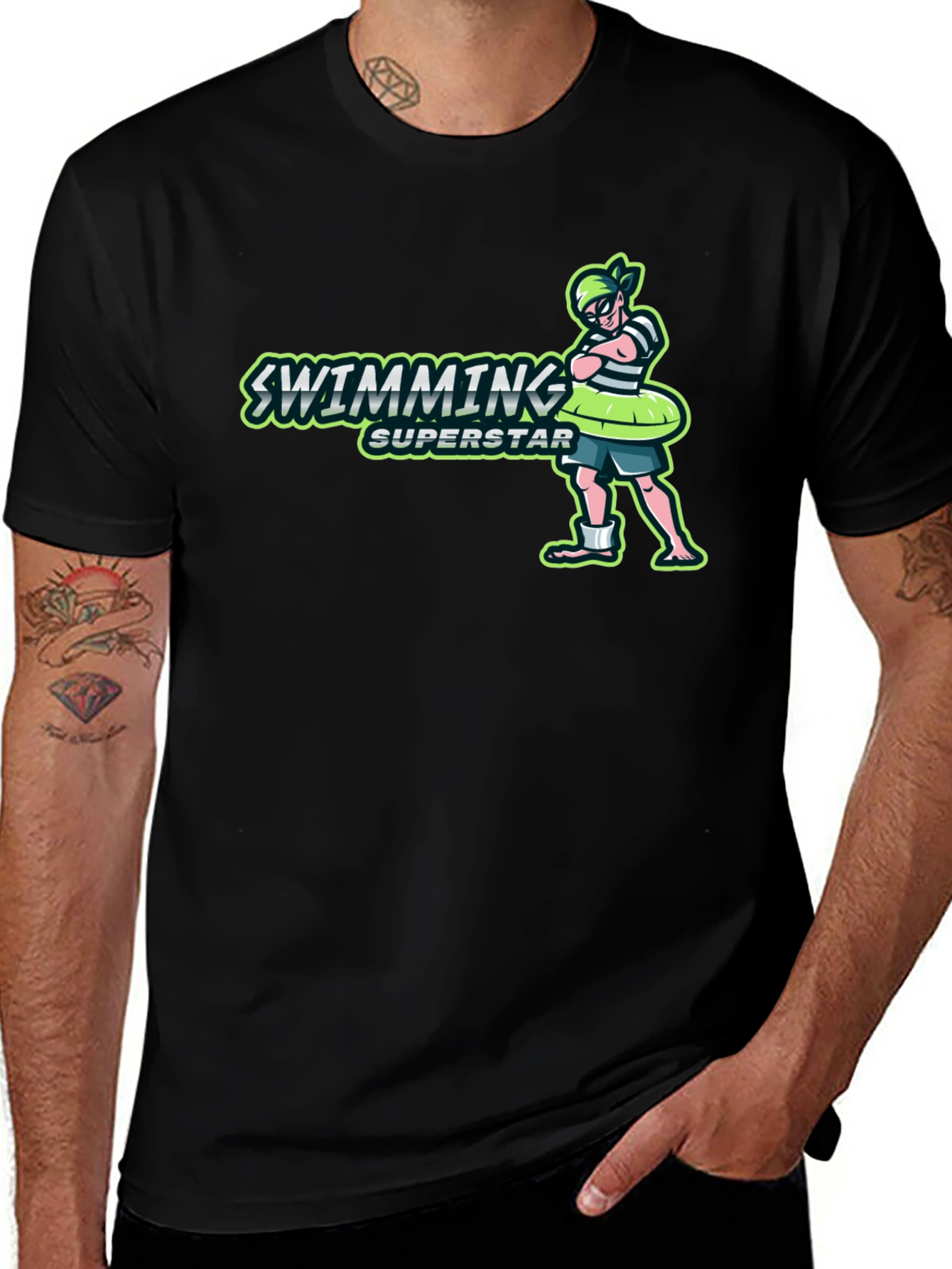 Variant 3 of Swimming Superstar Black T-Shirt