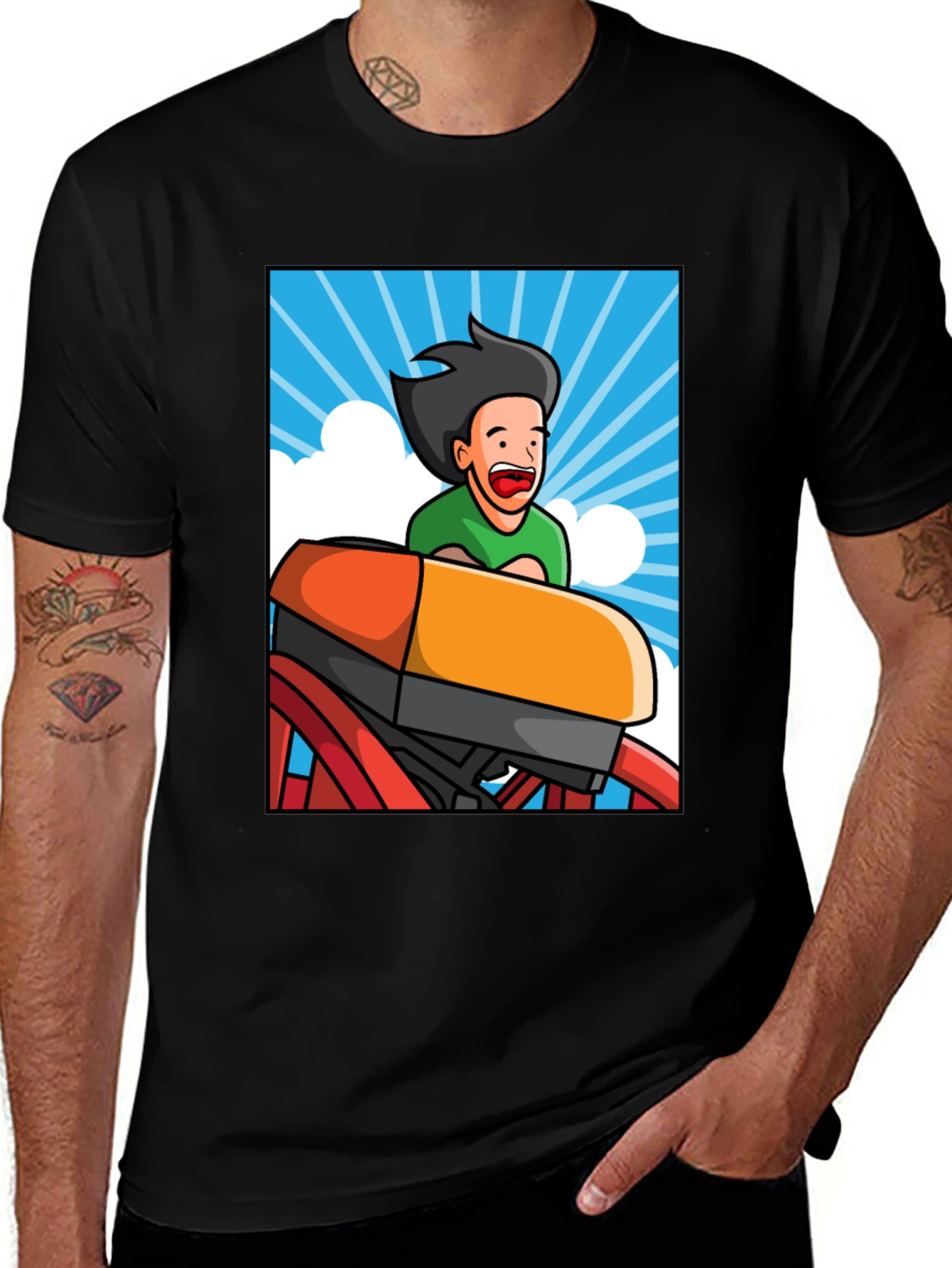 Variant 22 of Cartoon Rollercoaster T-Shirt - Thrill Ride Tee