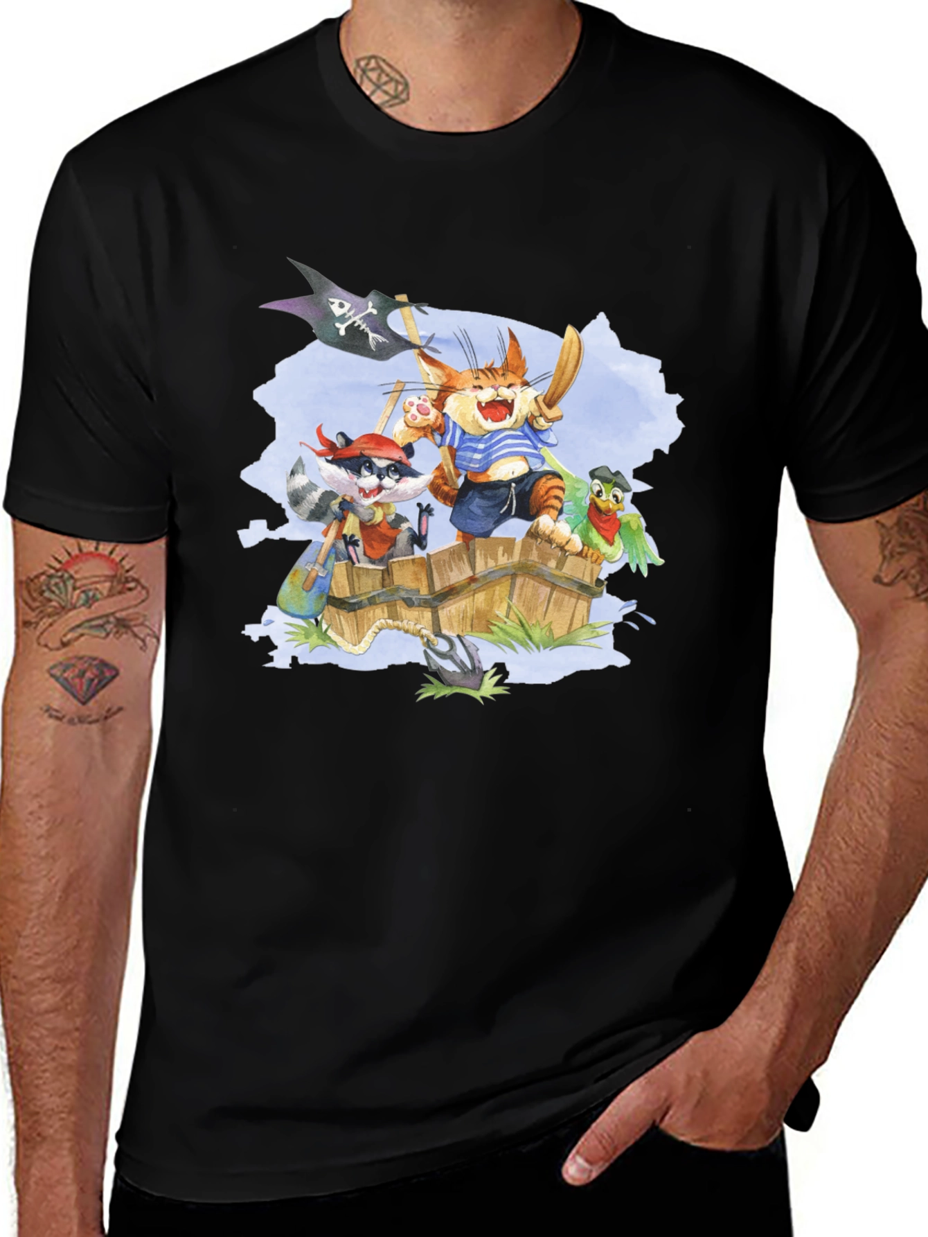 Variant 25 of Pirate Crew T-Shirt - Cartoon Animal Design