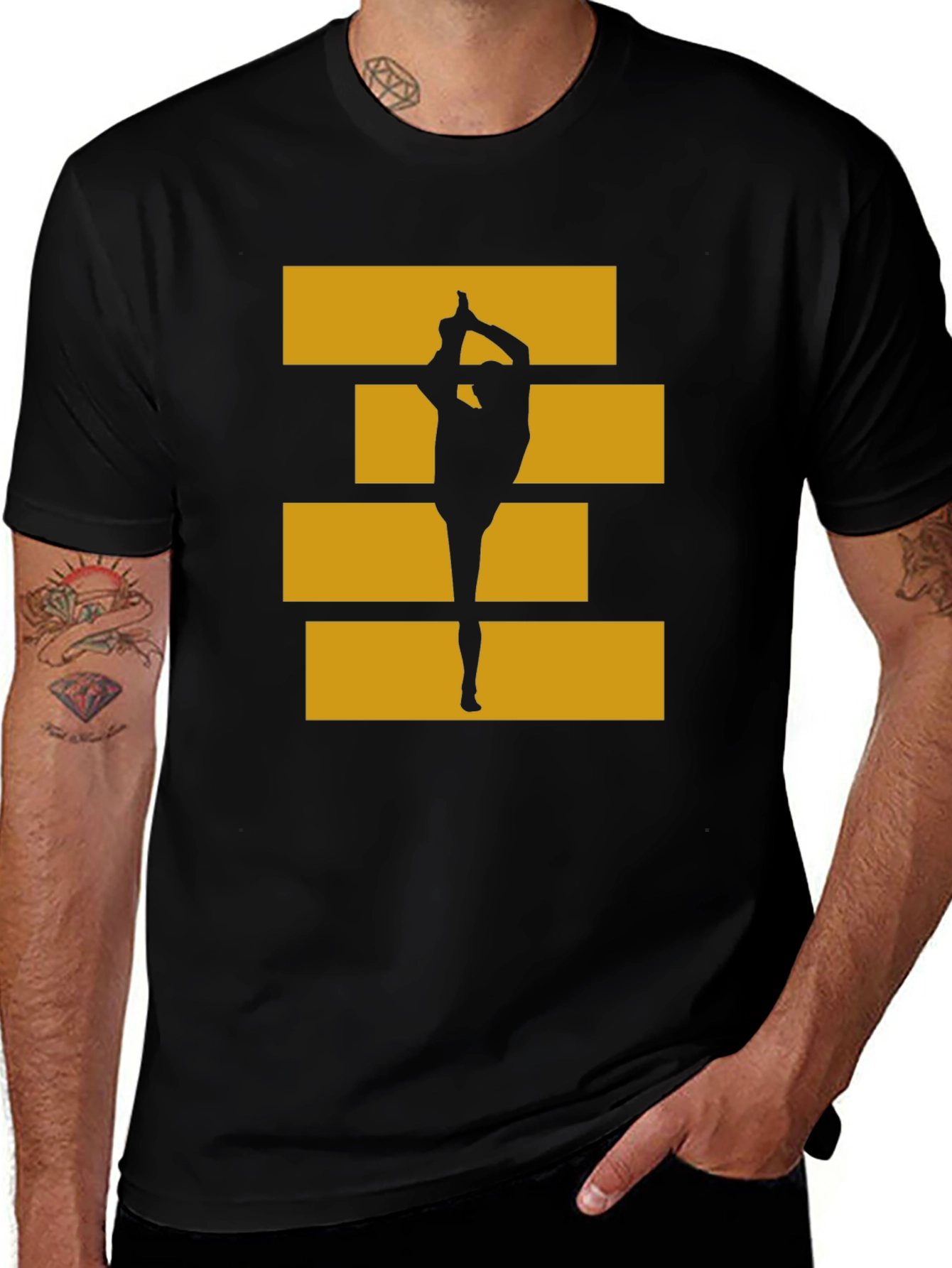 Variant 3 of Gymnast Silhouette Tee - Black Cotton Graphic T-Shirt