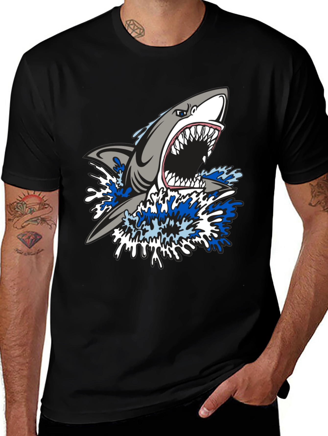 Variant 17 of Men's Black Shark Graphic Tee