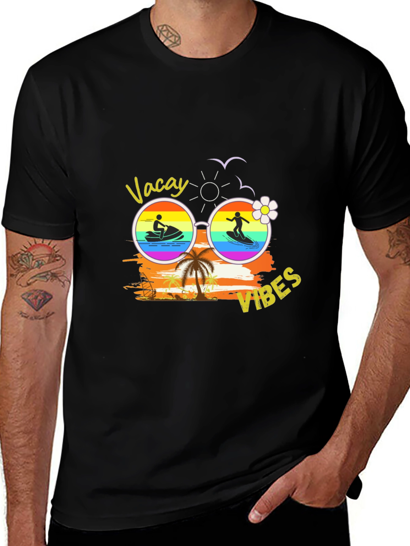 Variant 23 of Vacay Vibes T-Shirt | Black Summer Tee