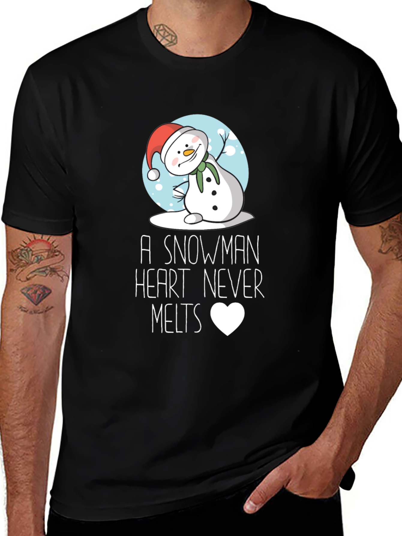 Variant 20 of Snowman Heart Never Melts Graphic Tee