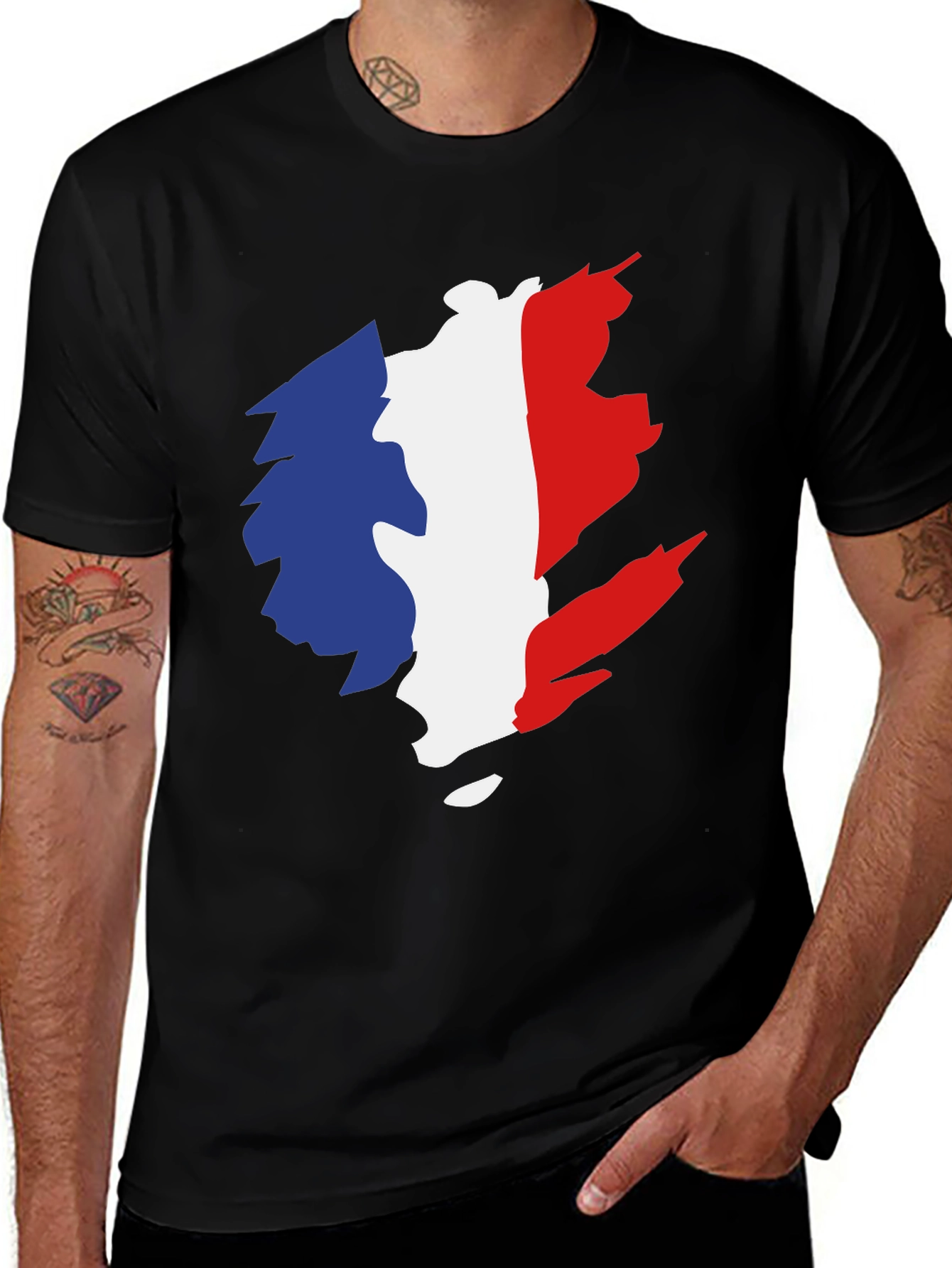 France Flag Graphic Black T-Shirt