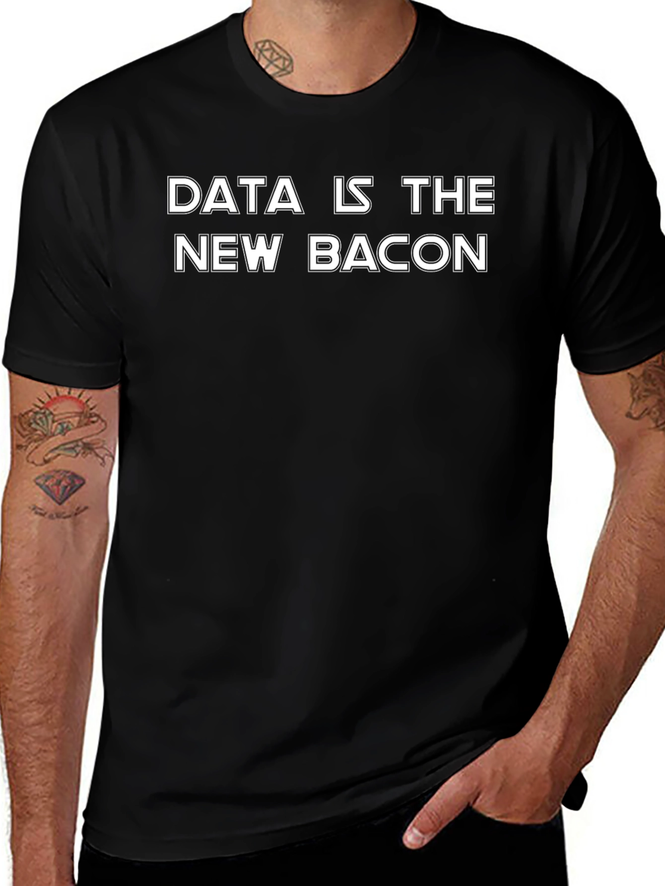 Variant 23 of Data Is The New Bacon Black T-Shirt