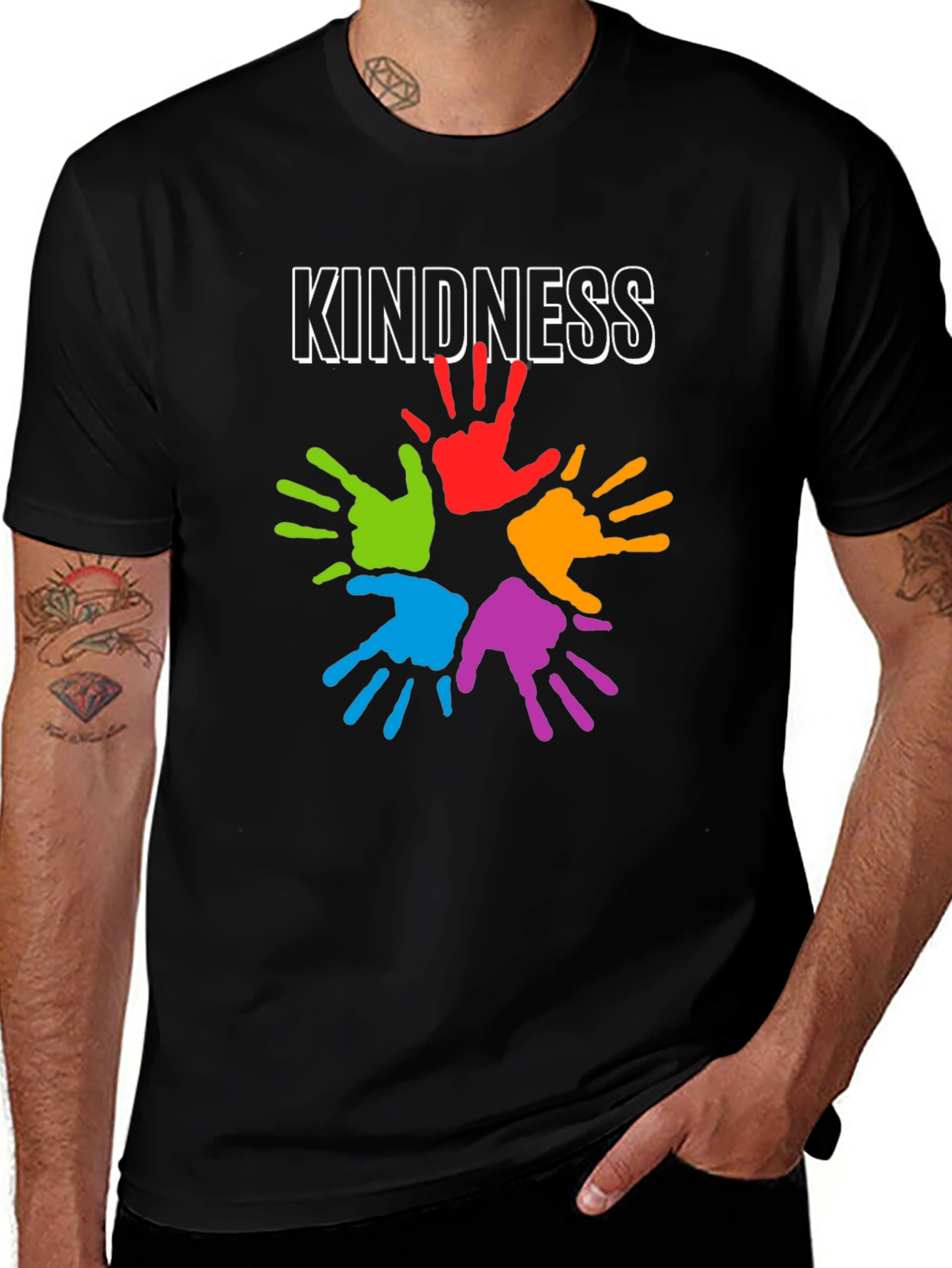 Variant 6 of Kindness Handprint T-Shirt - Colorful Graphic Tee
