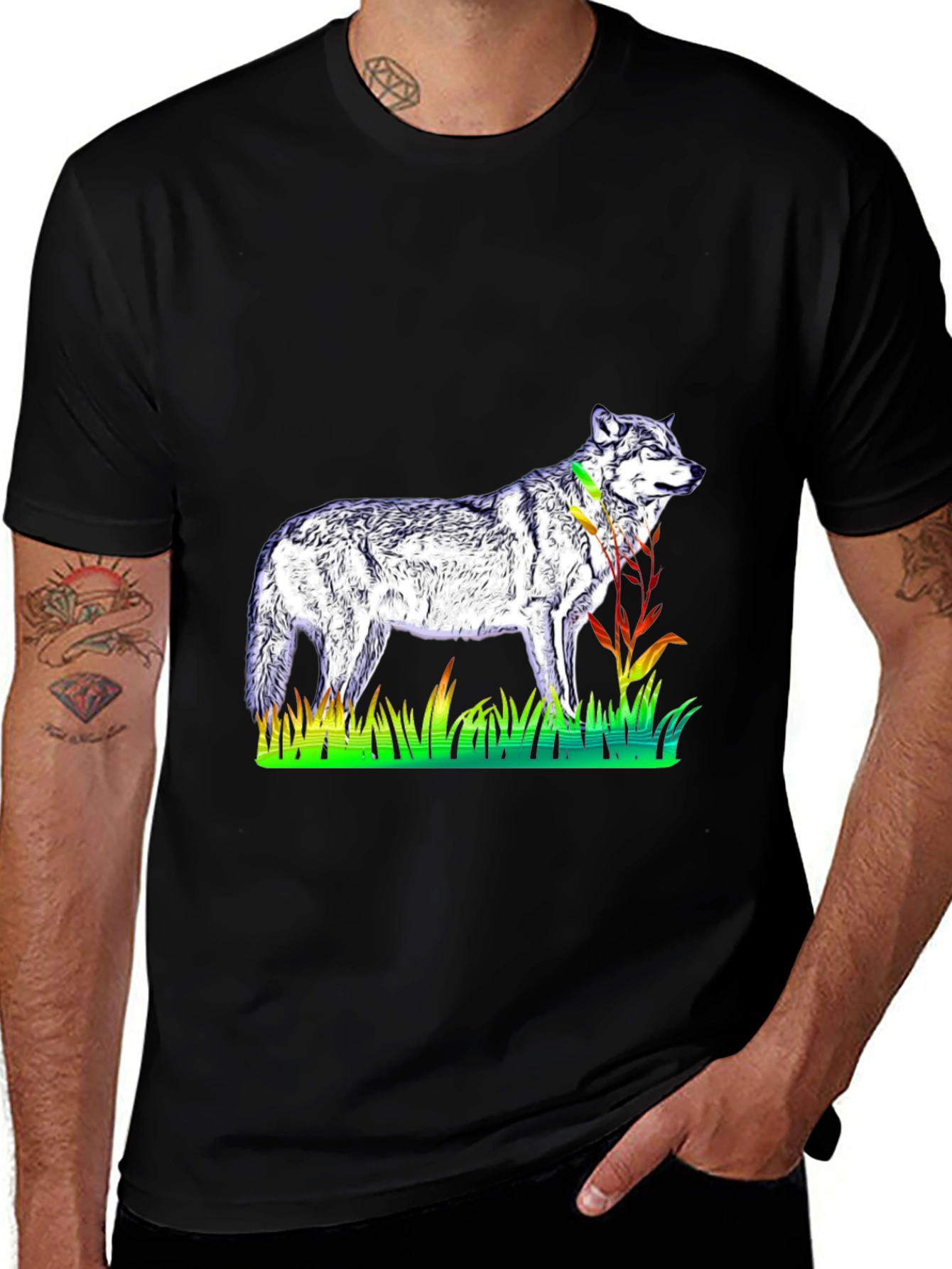 Variant 24 of Wolf Graphic Black T-Shirt