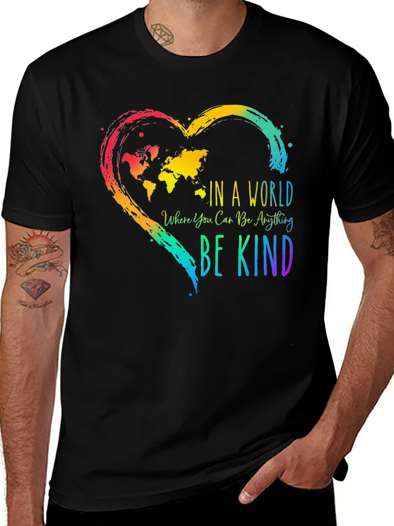 Variant 4 of Be Kind World Map Heart T-Shirt - Kindness Matters