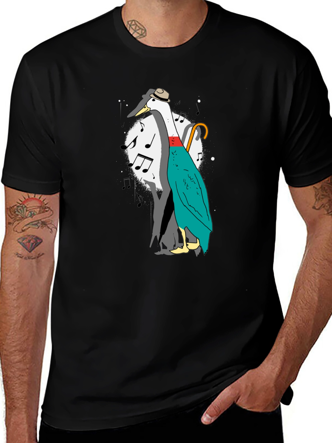 Black Musical Duck Graphic Tee - Quirky Fun Shirt main image