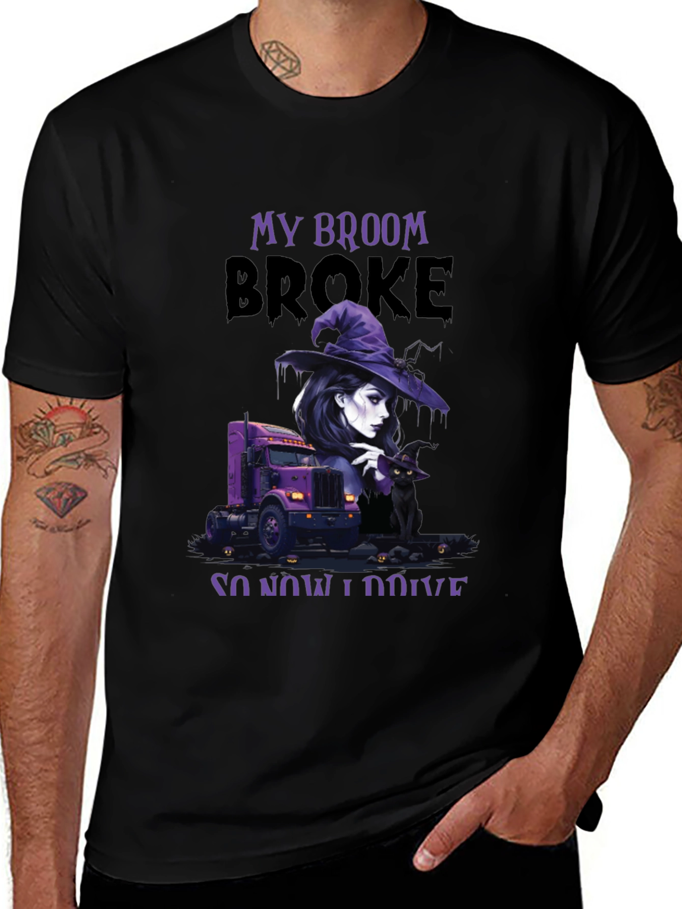 Variant 8 of My Broom Broke Trucker T-Shirt