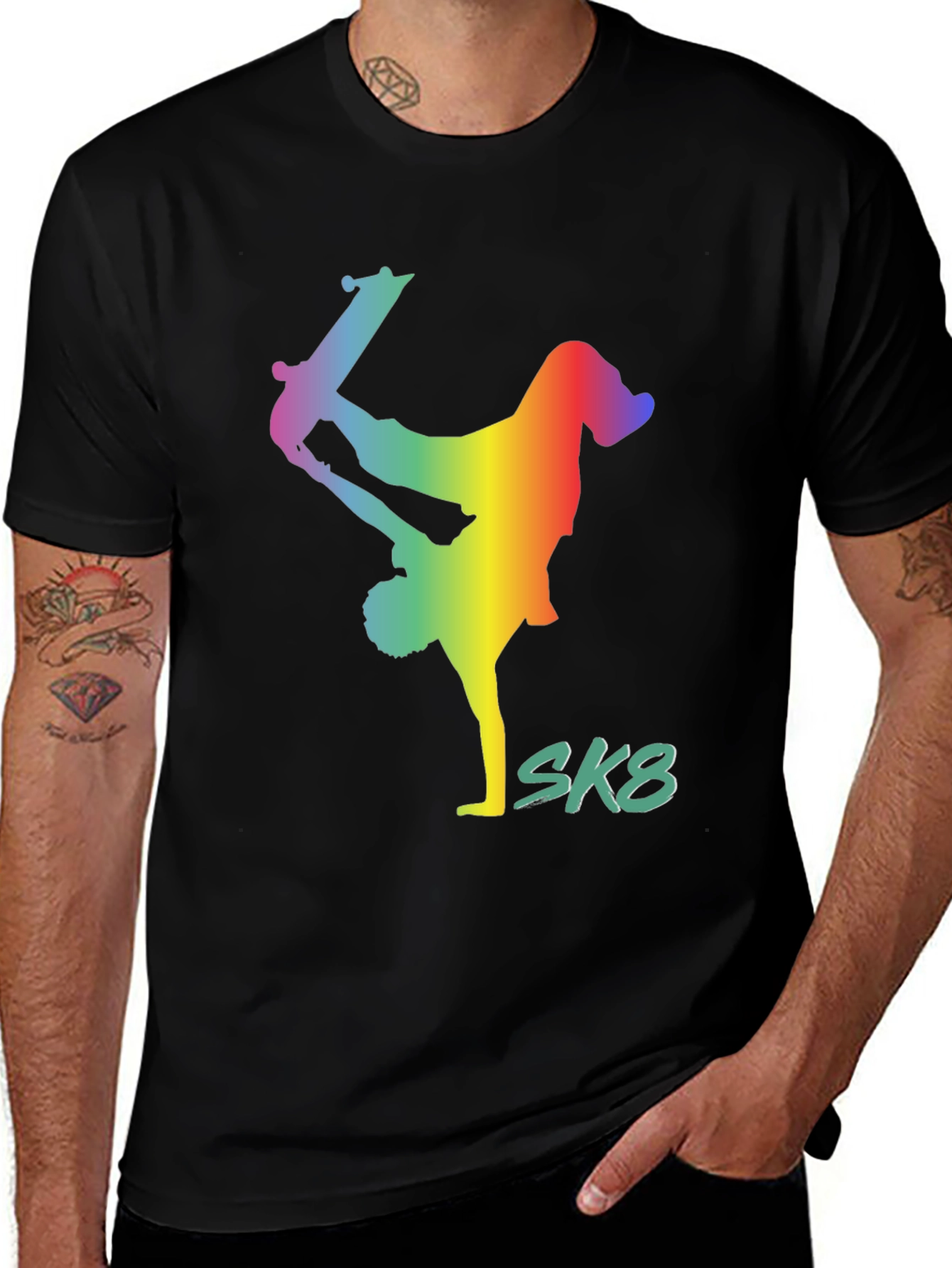 Variant 22 of Rainbow Skateboarder Graphic Tee - SK8