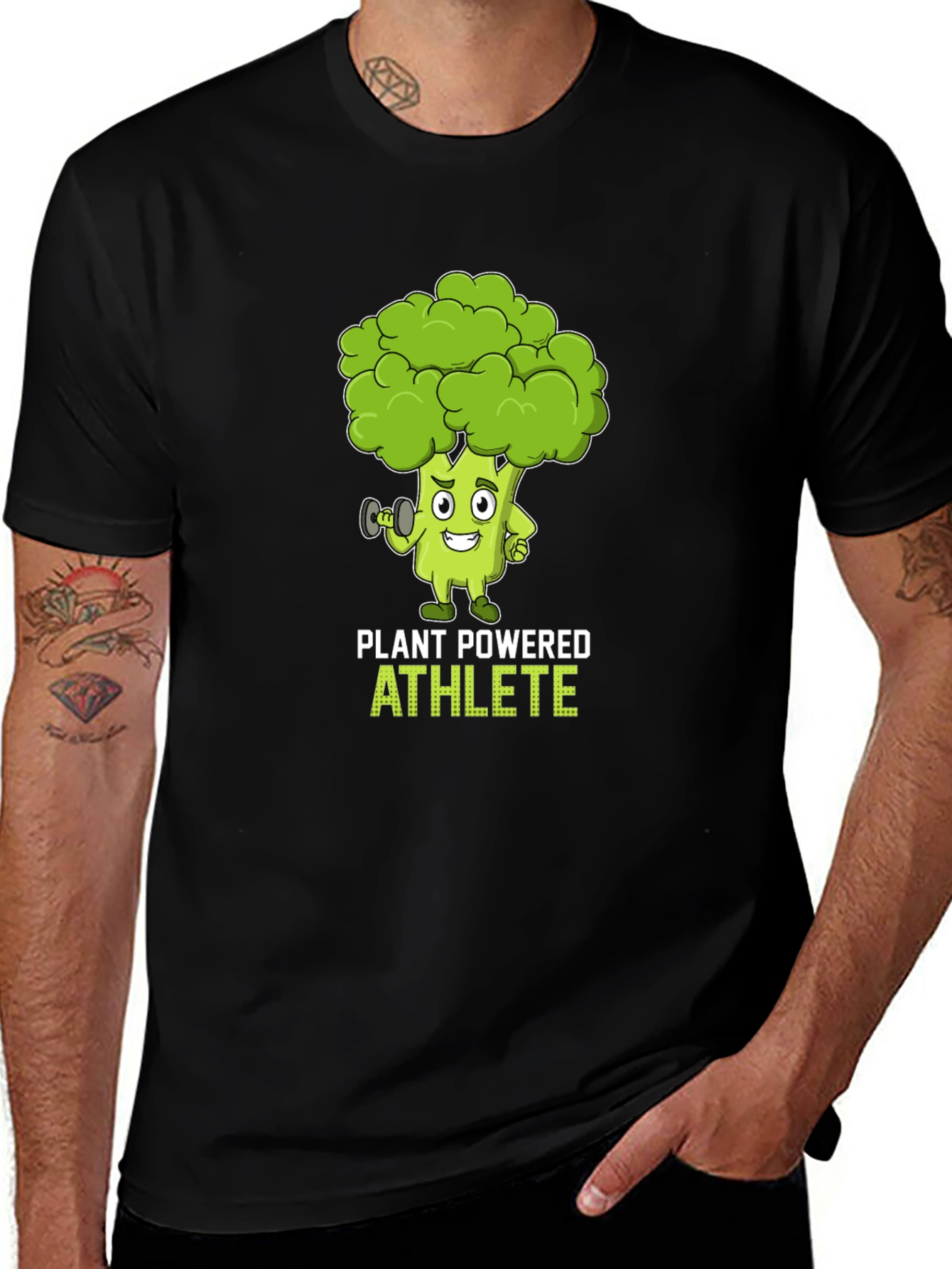 Variant 29 of Plant Powered Athlete Black T-Shirt