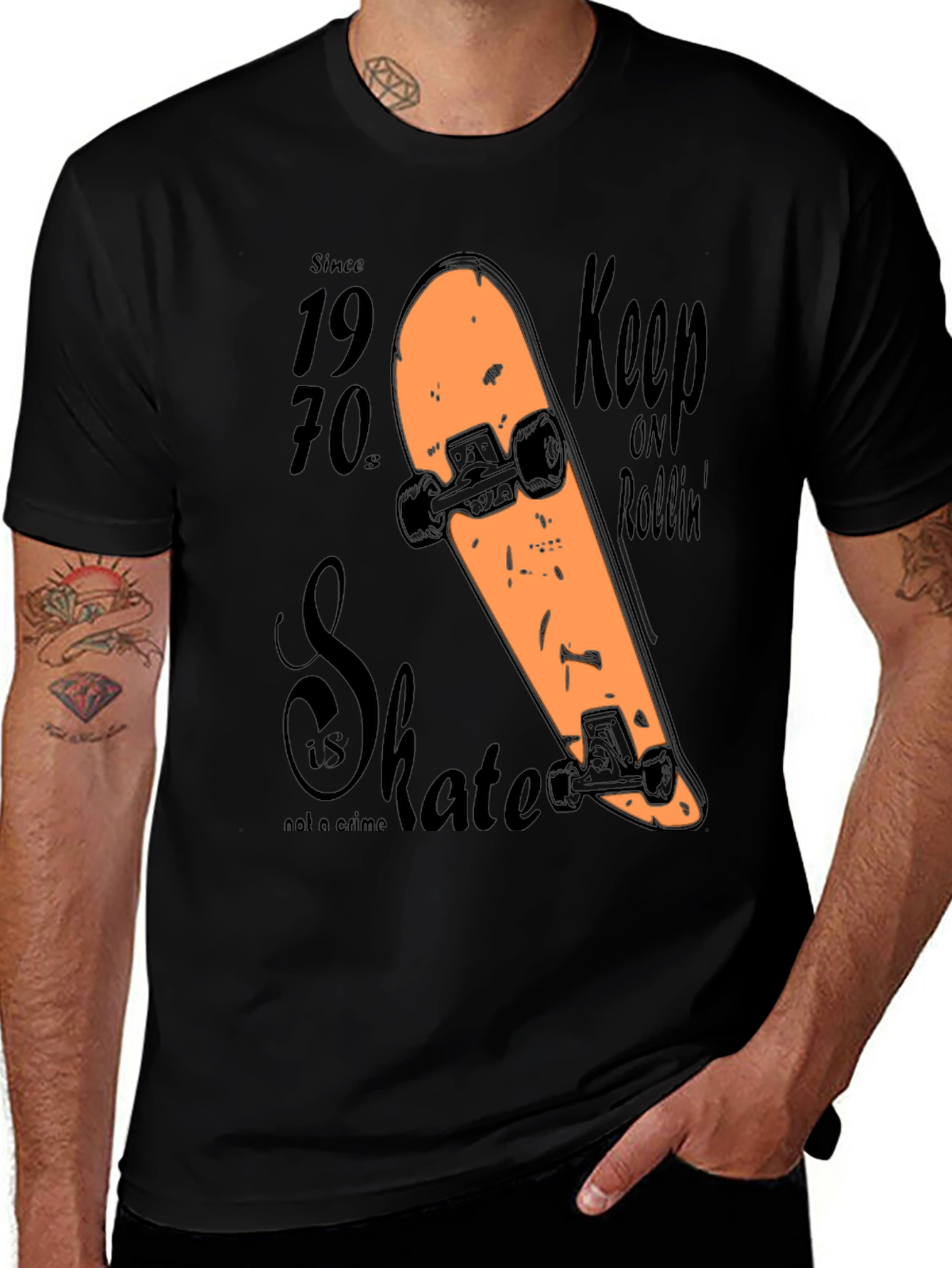 Variant 14 of Skateboarding Graphic T-Shirt - 1970s Style