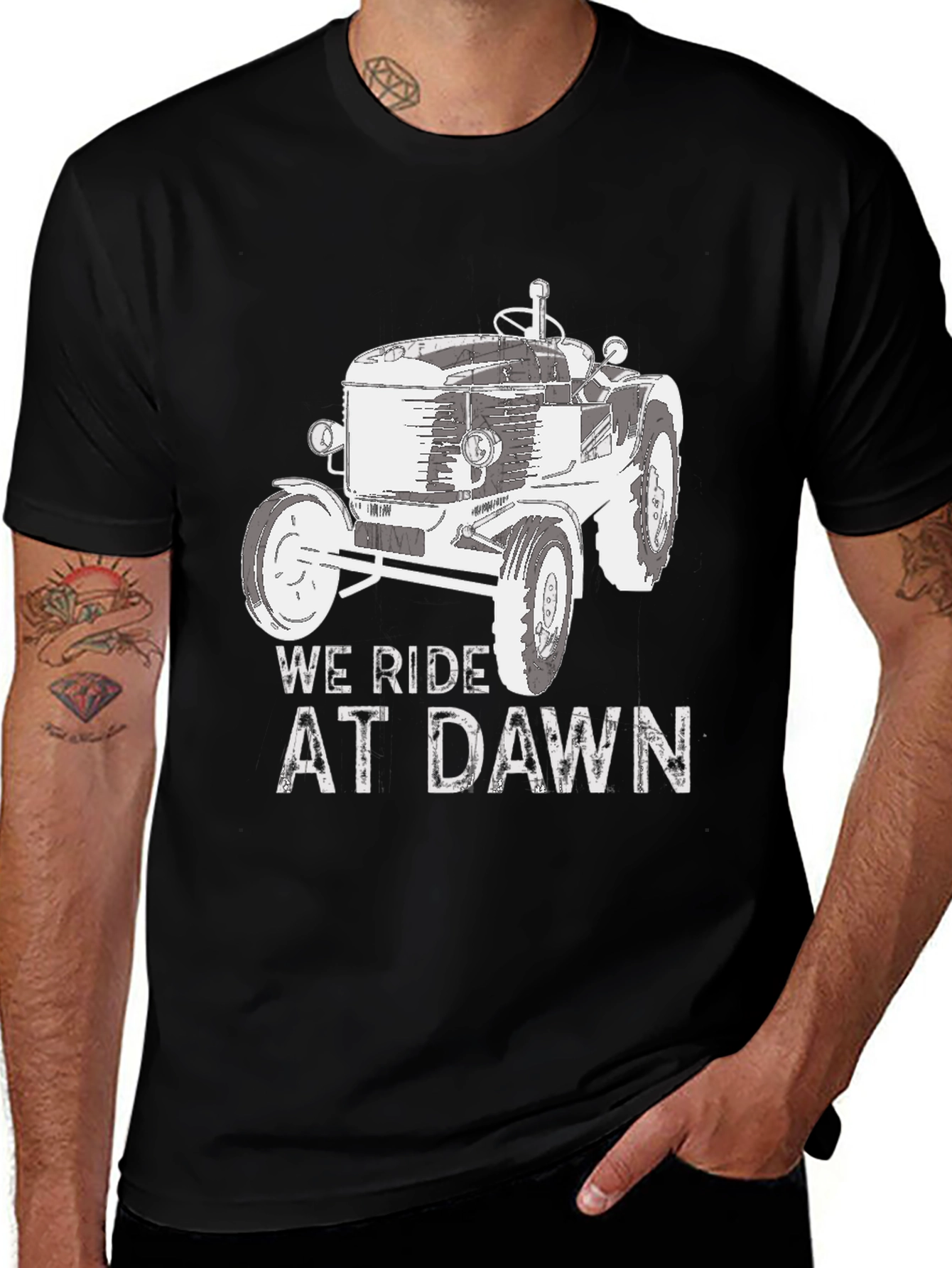 Variant 2 of We Ride At Dawn Tractor Graphic Tee