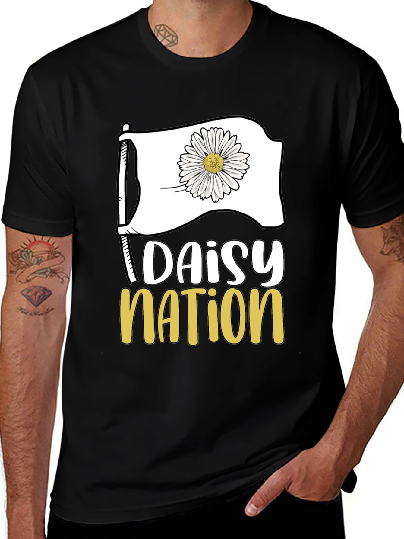 Variant 12 of Daisy Nation Graphic Tee - Black Cotton T-Shirt