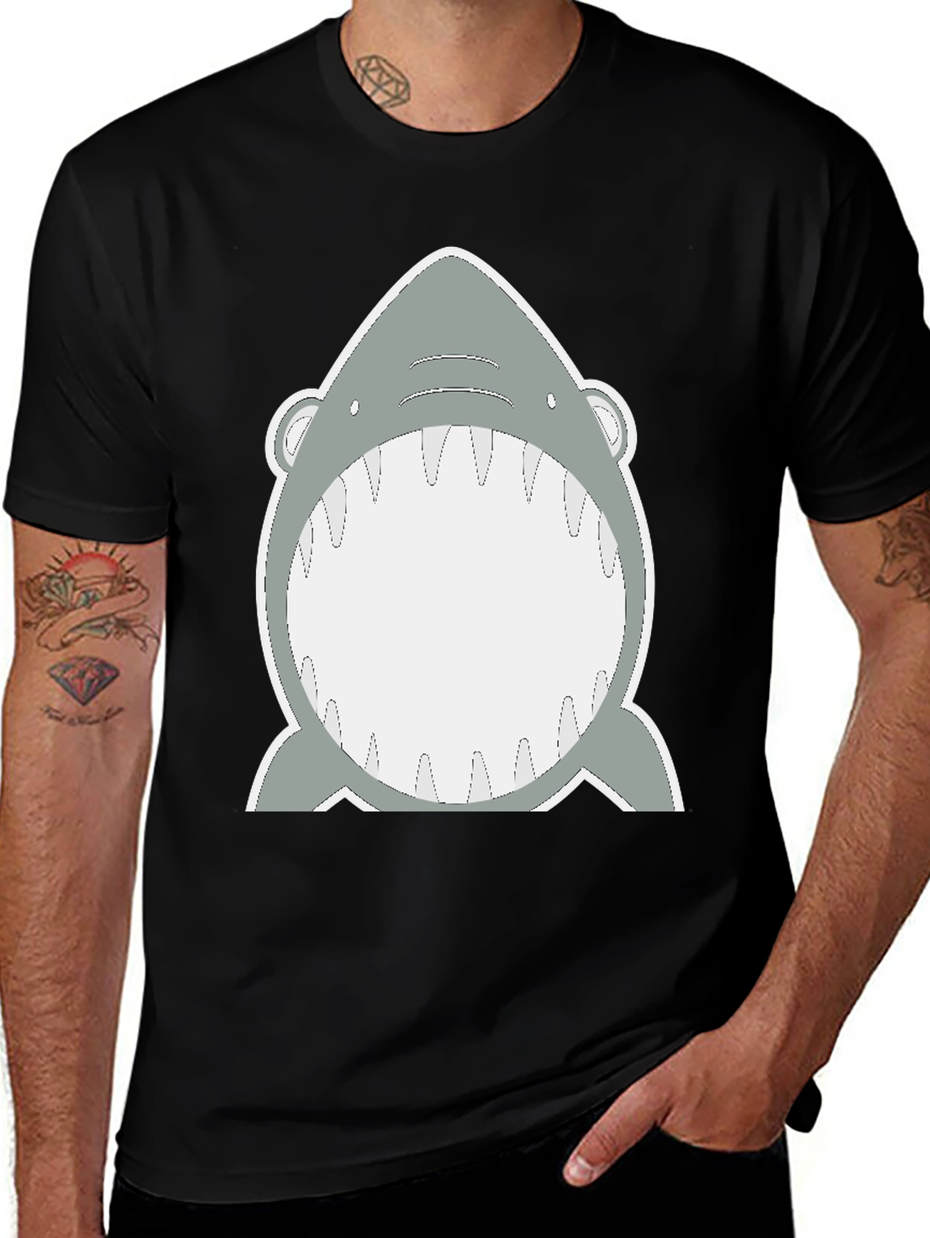 Variant 10 of Shark Graphic Men's Black T-Shirt