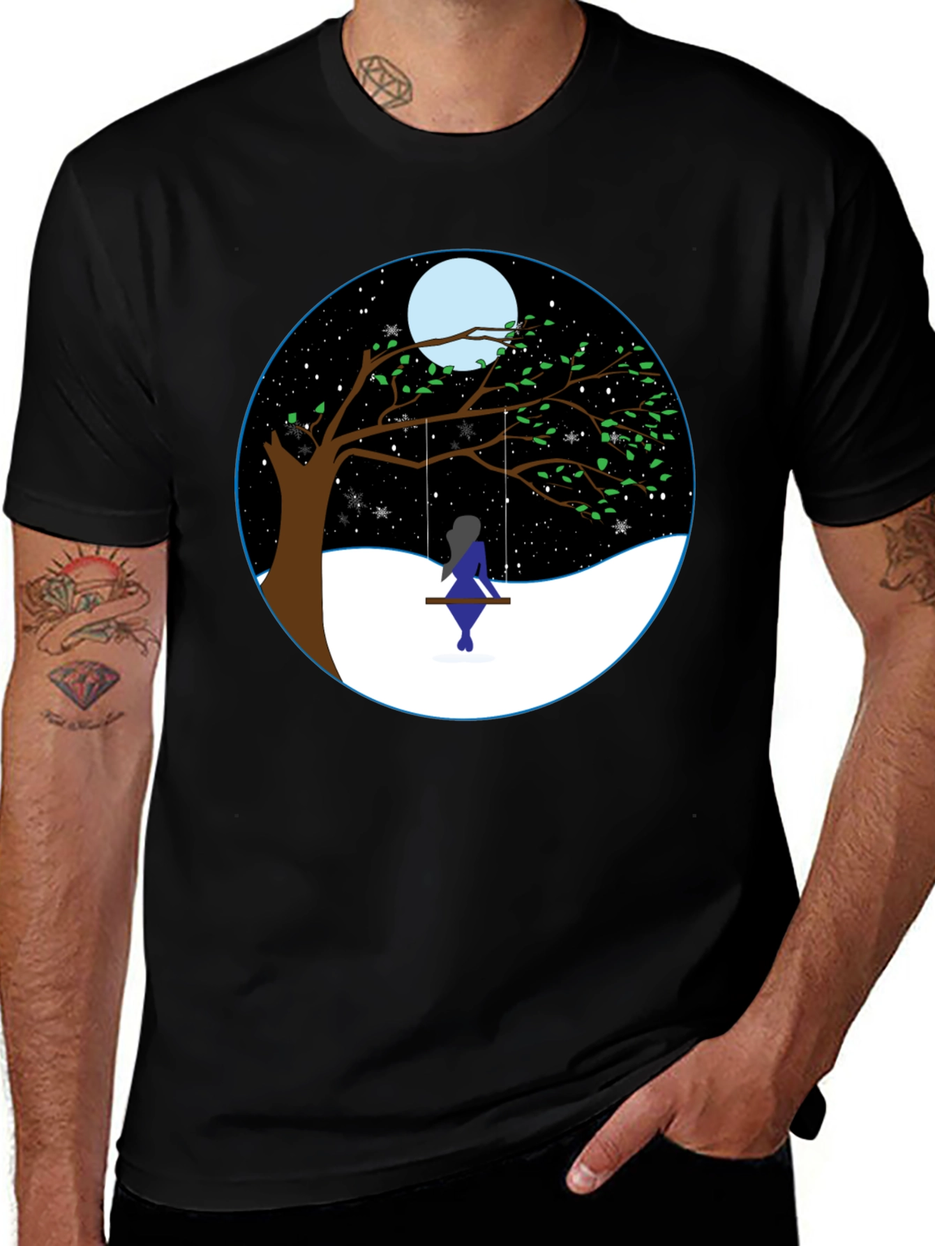 Variant 14 of Moonlit Swing Graphic Tee - Black